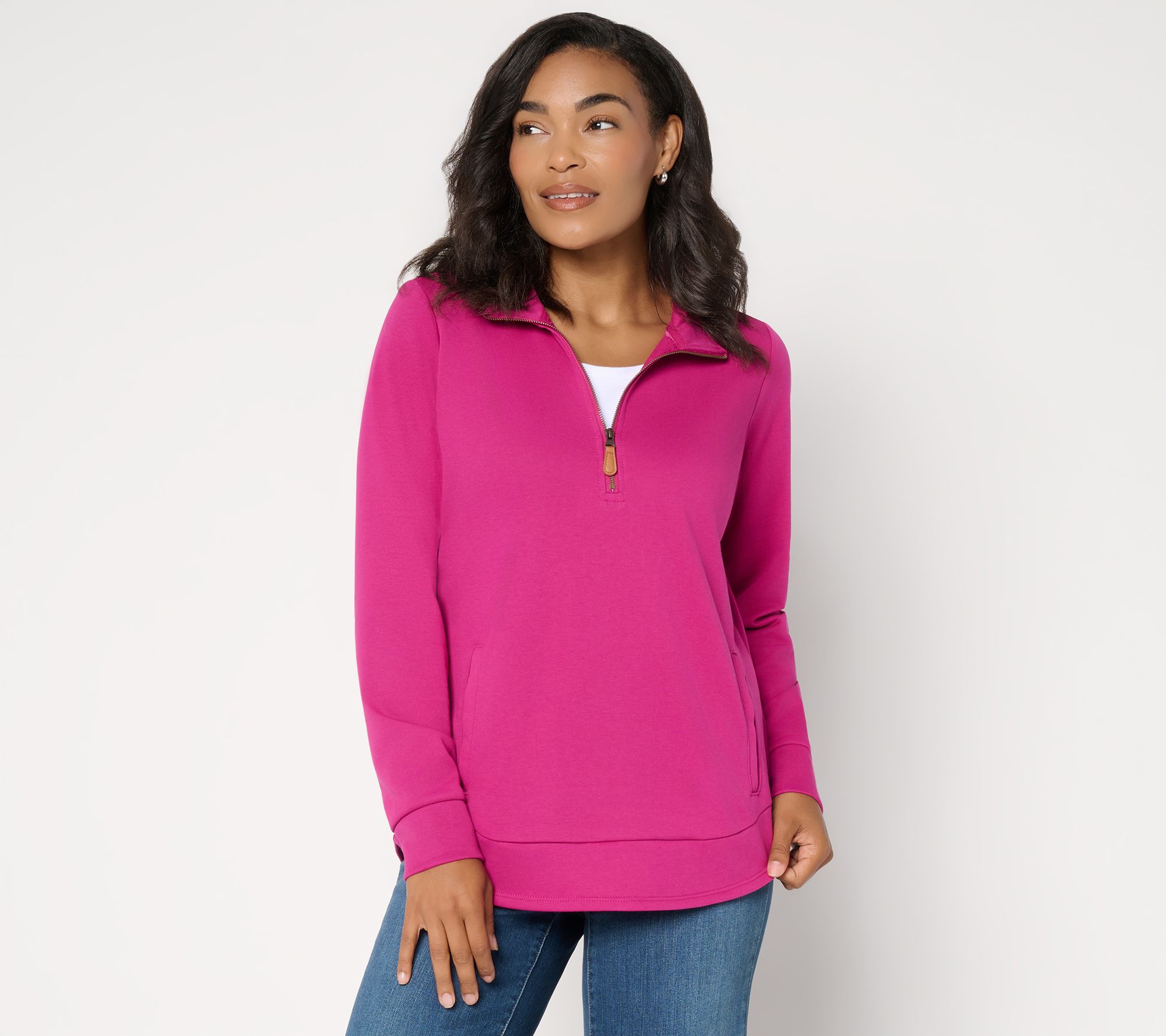 Belle by Kim Gravel Drapey French Terry Perfect Half Zip