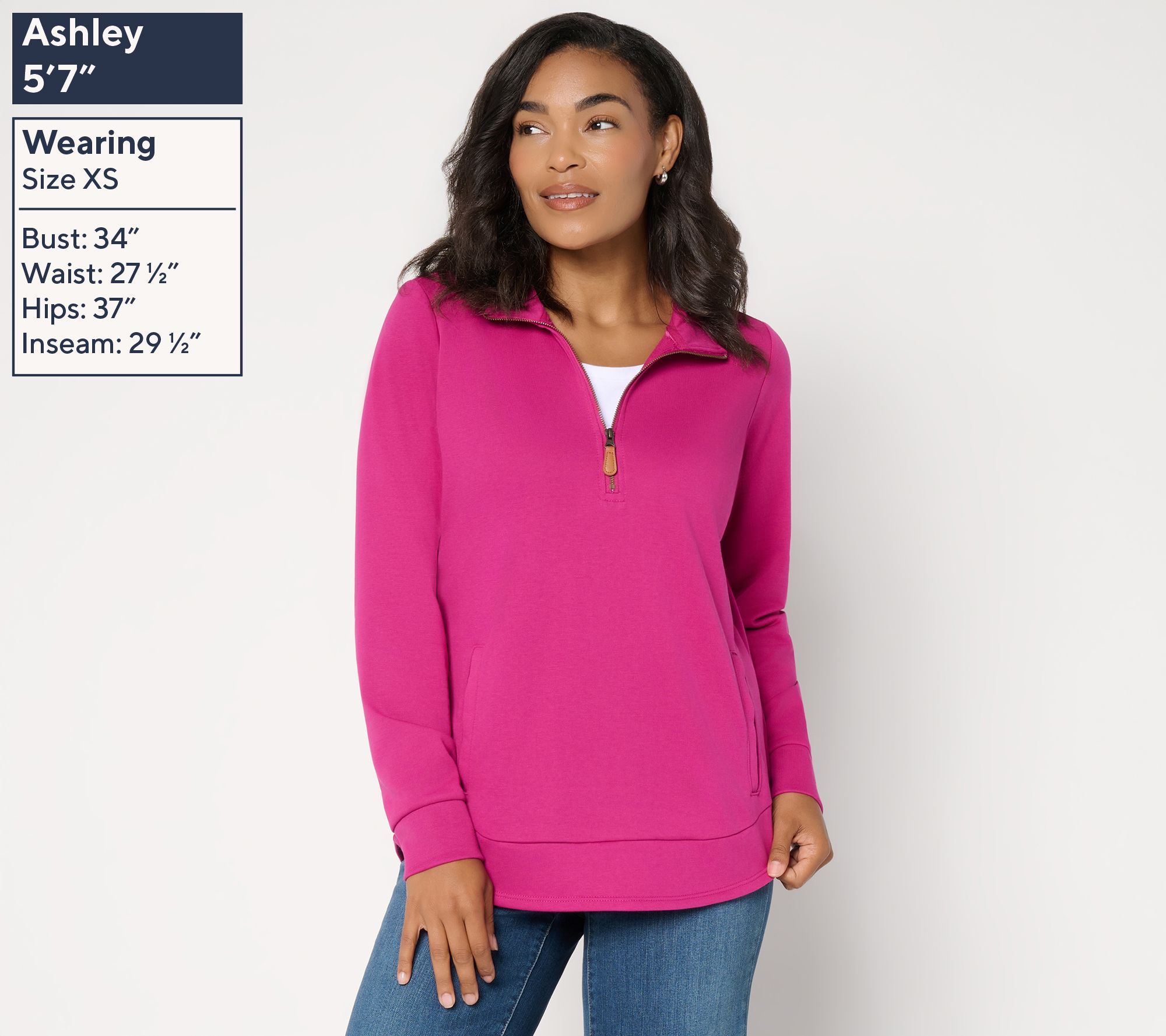 Belle by Kim Gravel Drapey French Terry Perfect Half Zip | QVC