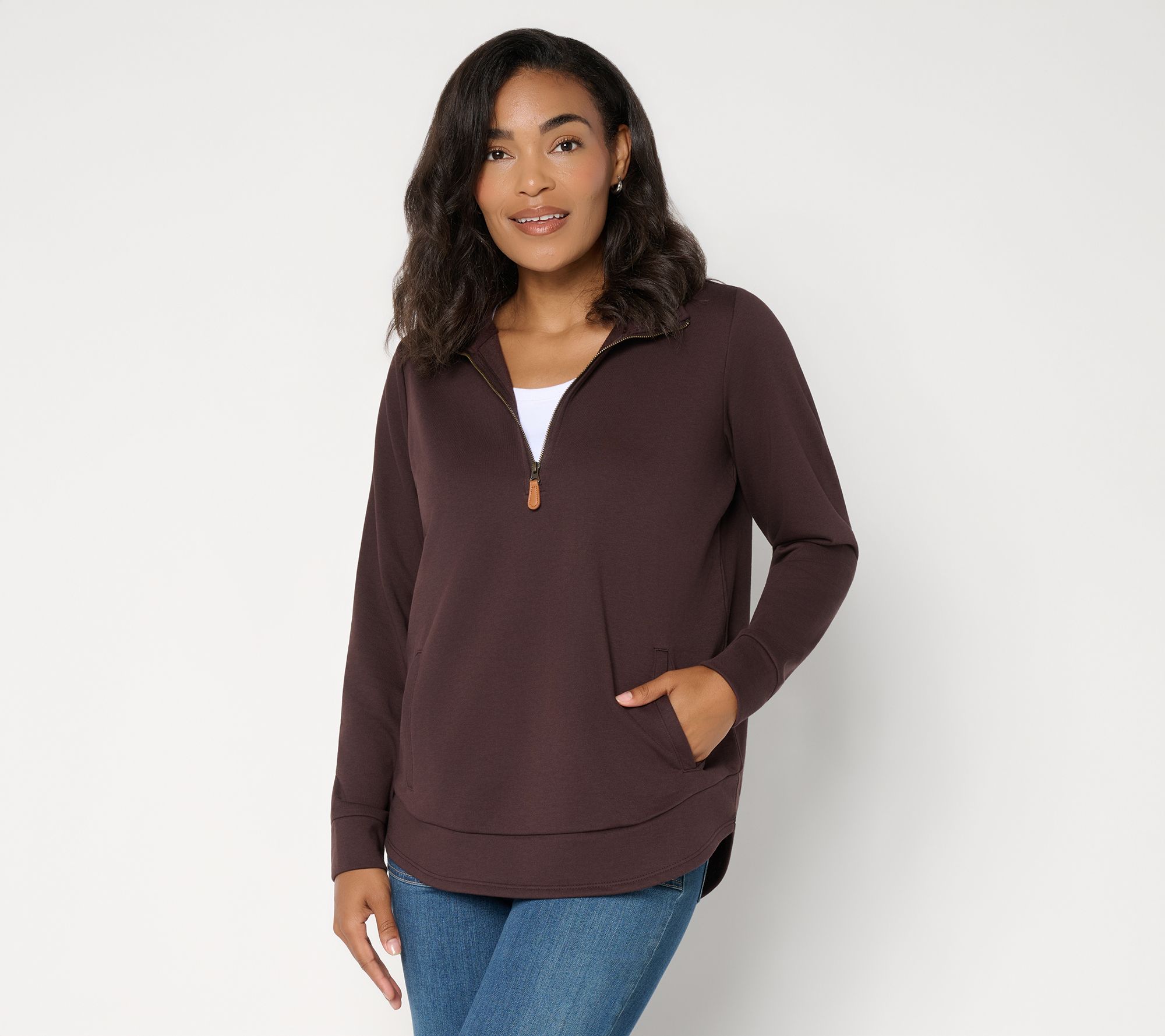 Belle by Kim Gravel Drapey French Terry Perfect Half Zip