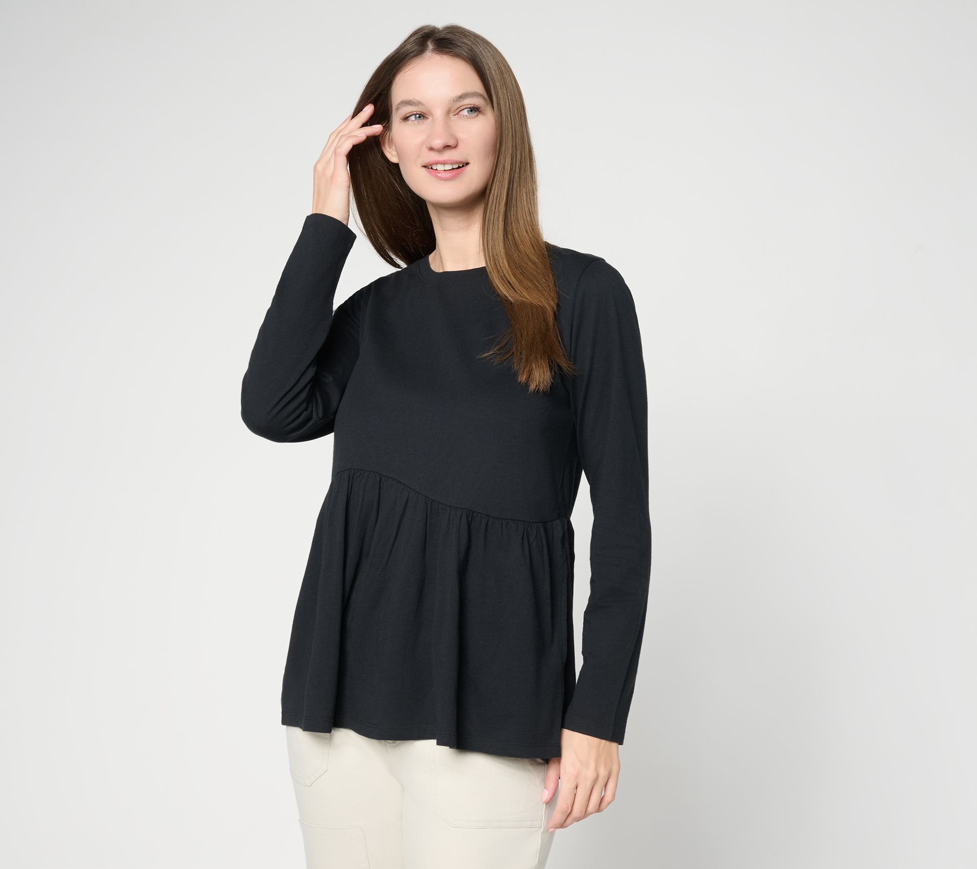 "As Is" LOGO by Lori Goldstein Asymmetrical Hem Peplum Top