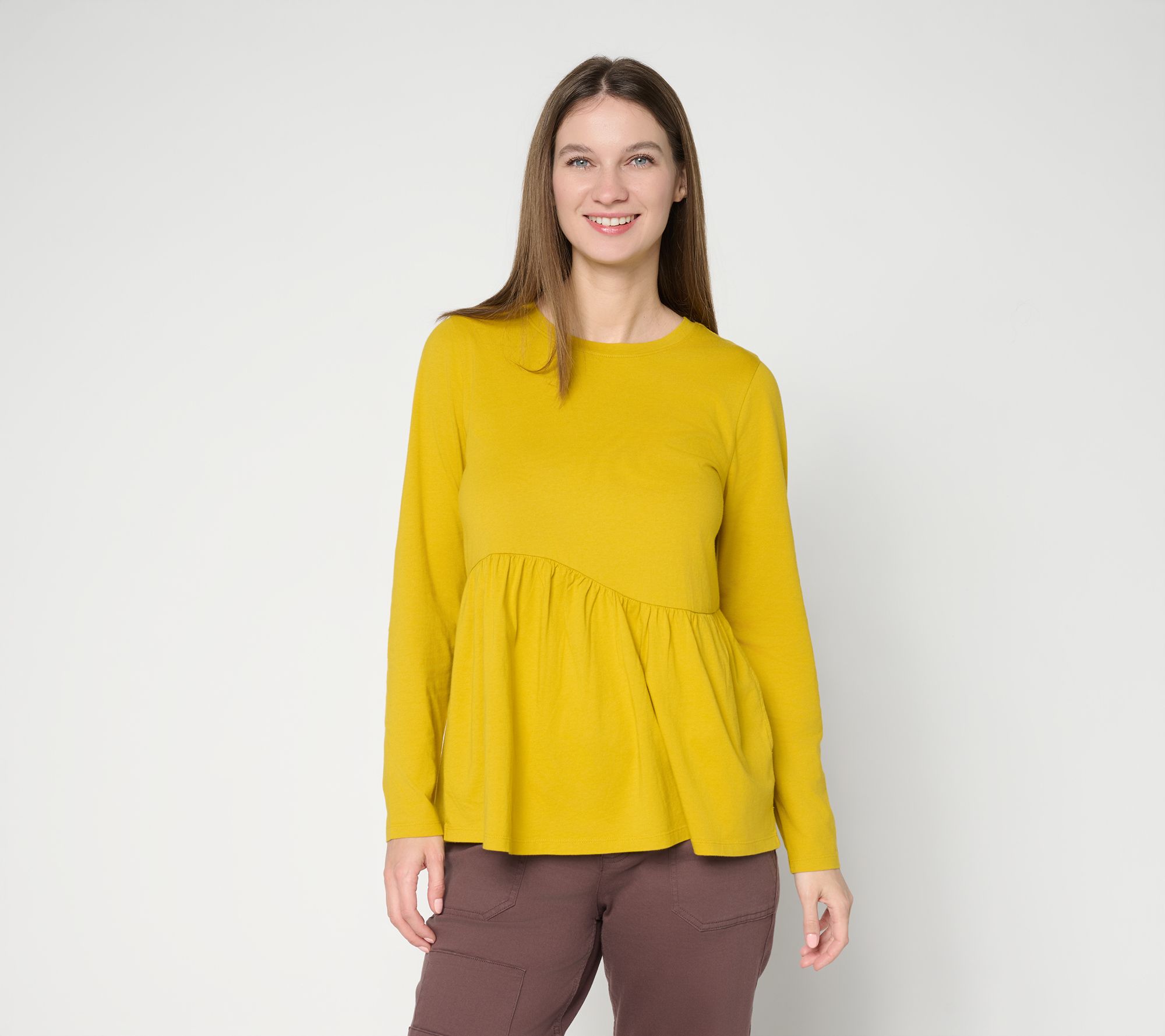 "As Is" LOGO by Lori Goldstein Asymmetrical Hem Peplum Top