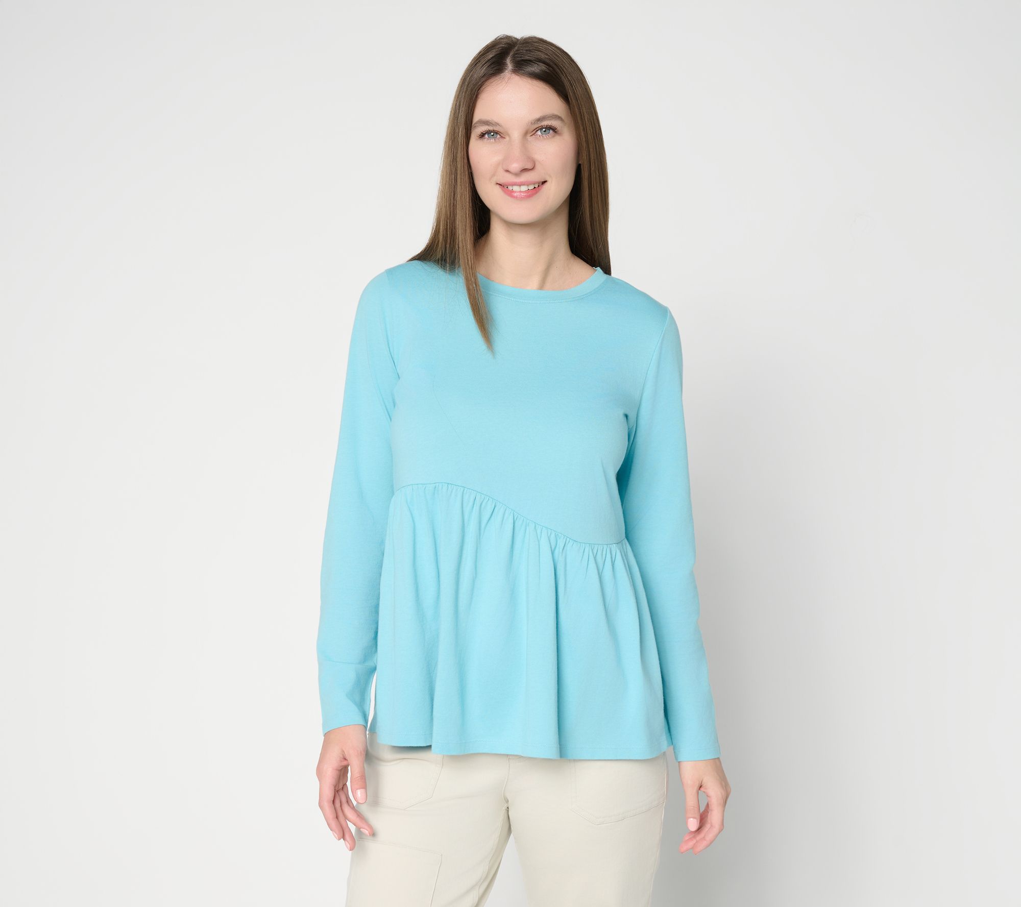 "As Is" LOGO by Lori Goldstein Asymmetrical Hem Peplum Top
