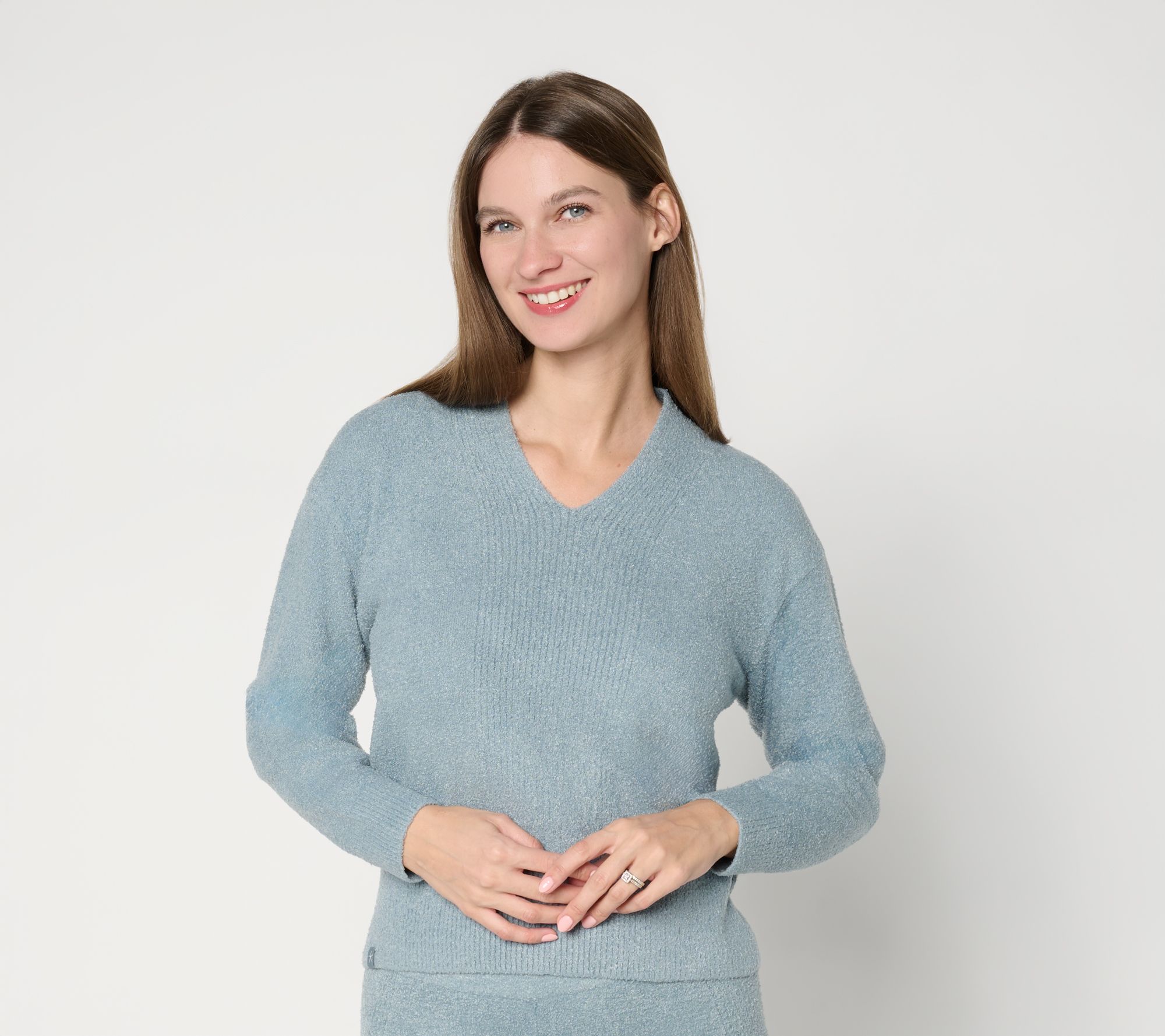 "As Is" Barefoot Dreams CozyChic Lite Placed Rib Pullover