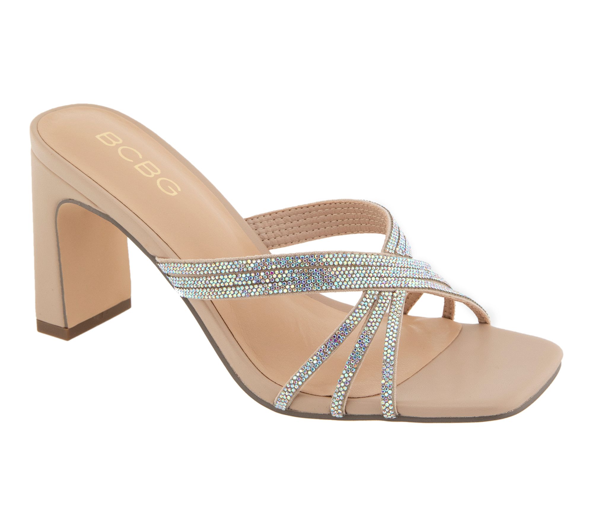 BCBG Fanny B Nude Rhinestone Dress Sandal