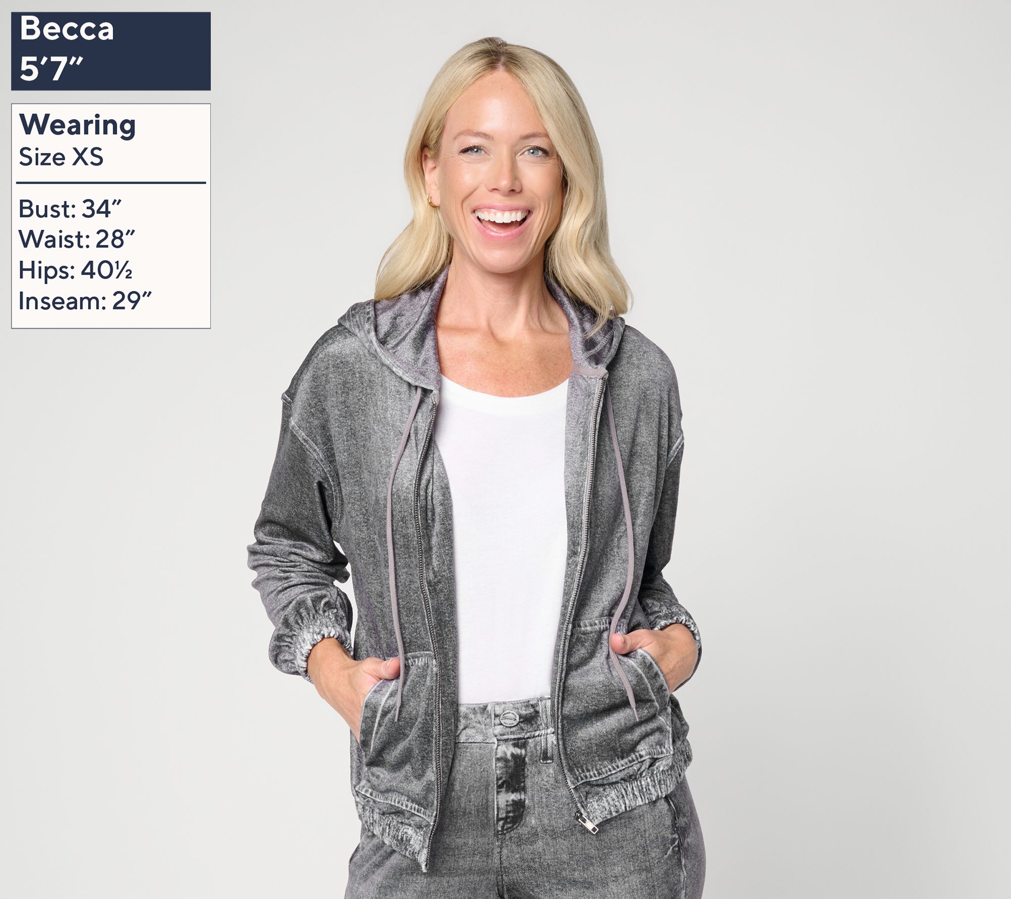 Seven7 Velour Printed Denim Hoodie | QVC