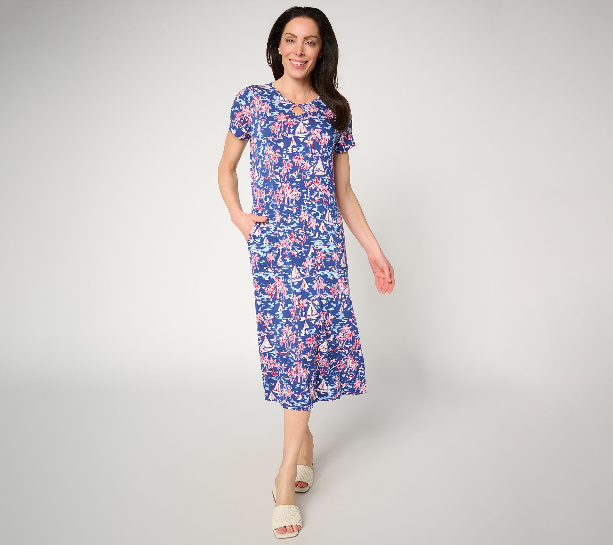 "As Is" Quacker Factory Sail Away Sparkle Short Sleeve Dress