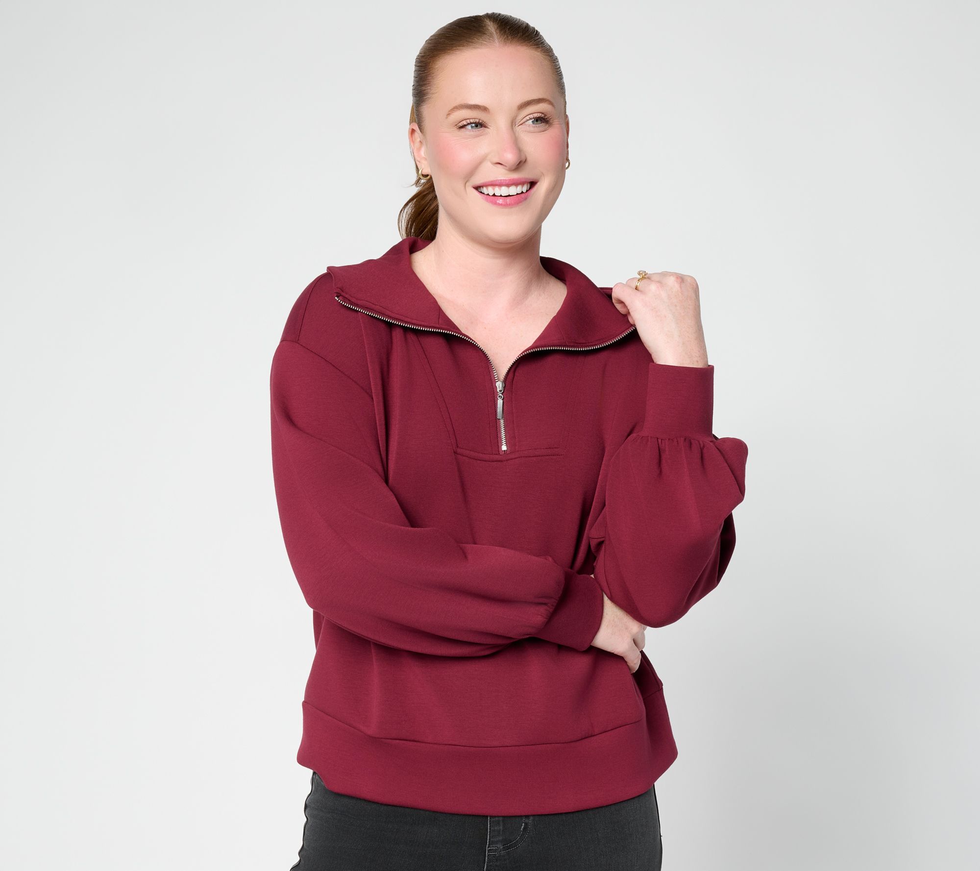 & BASICS Feather Weight Knit Funnel Neck Pullover