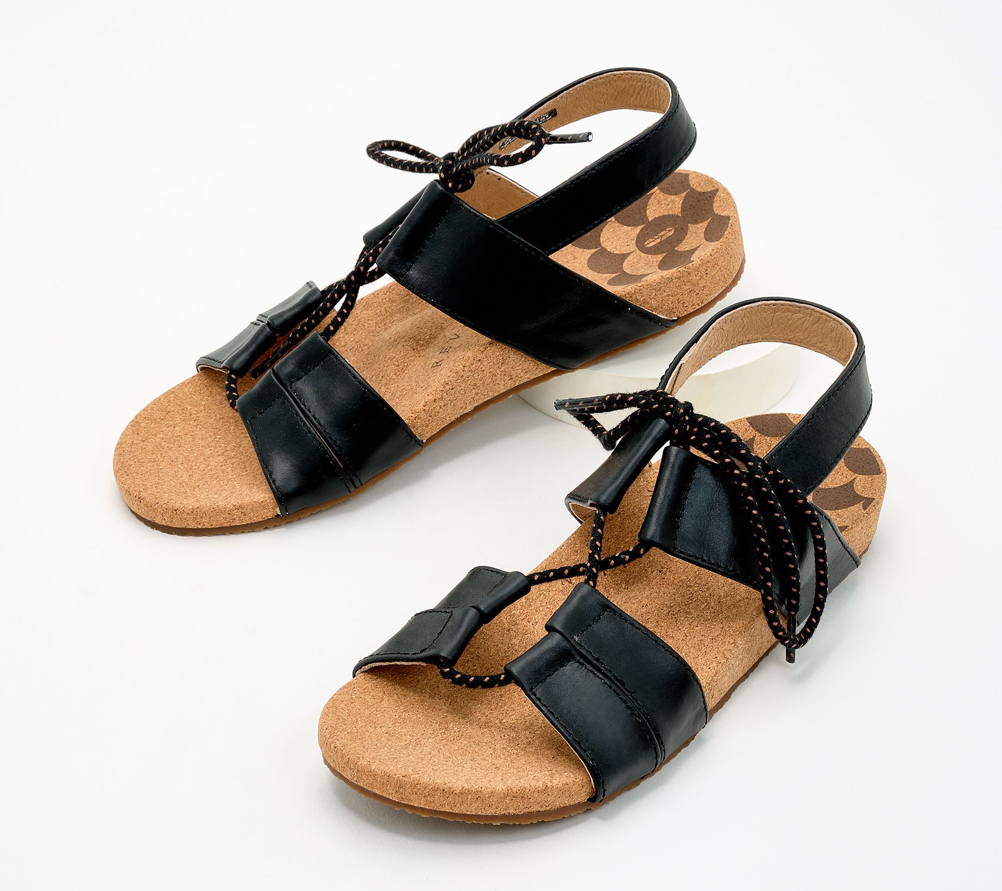 "As Is" Revitalign Orthotic Leather Lace-Up Sandals - Adele