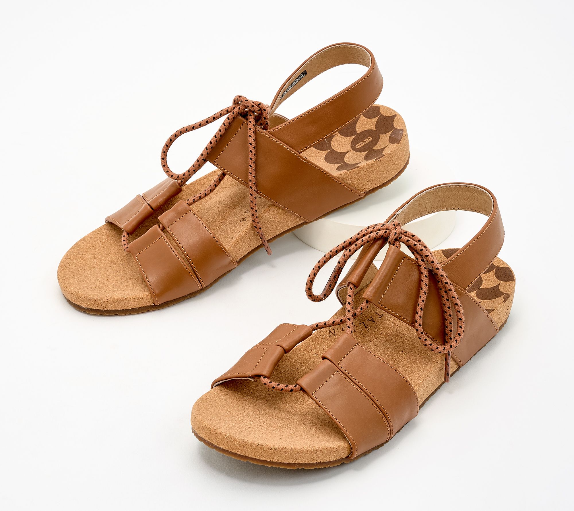 "As Is" Revitalign Orthotic Leather Lace-Up Sandals - Adele