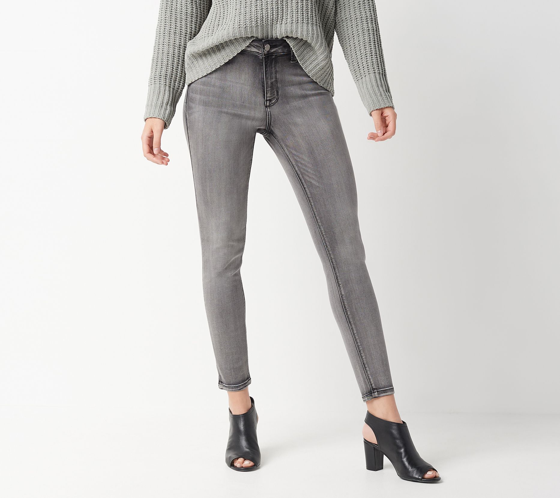 Laurie Felt Silky Denim Ankle Skinny Zip Fly Jeans - QVC.com
