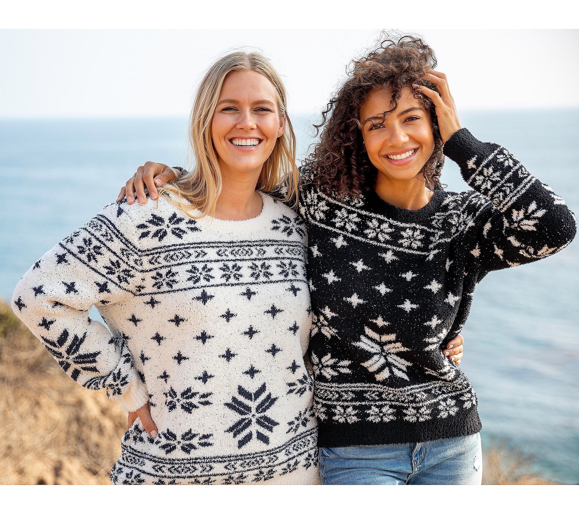 (QVC) Barefoot Dreams CozyChic Seaside Crew-Neck Pullover