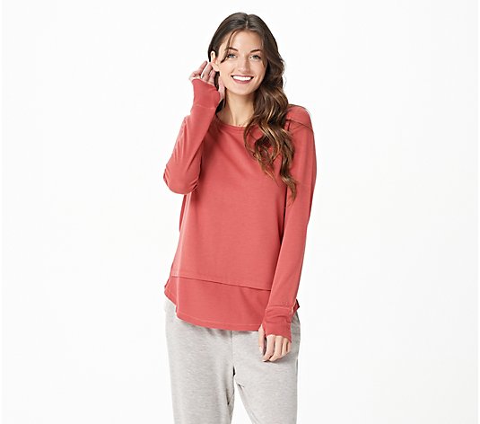 Cuddl Duds Lightweight Comfort Pullover Top with Rib Detail