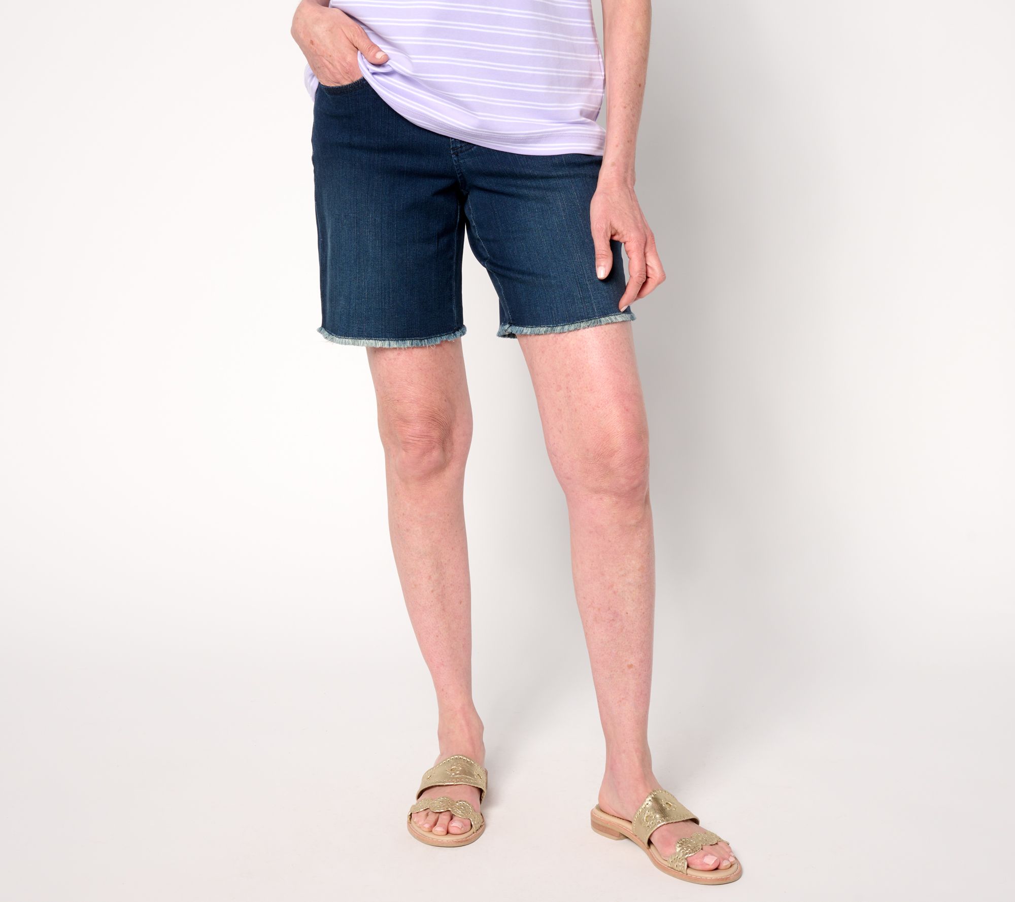 Belle by Kim Gravel TripleLuxe Denim 5-Pocket 8" Shorts