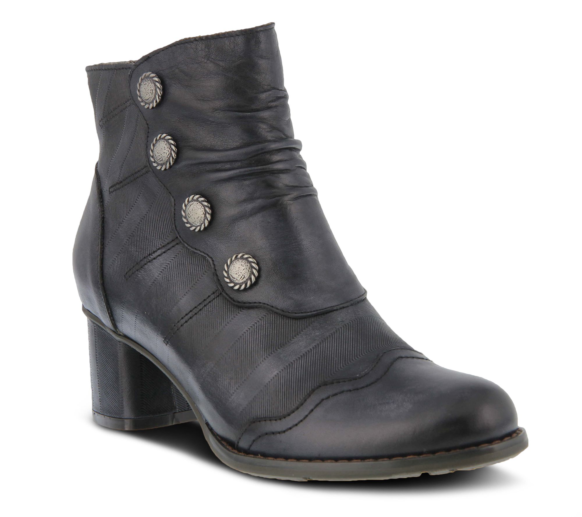 leather block heel booties