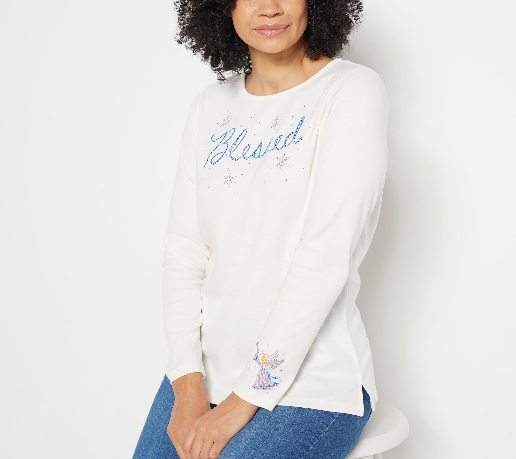 Quacker Factory Holiday Saying Long-Sleeve T-Shirt