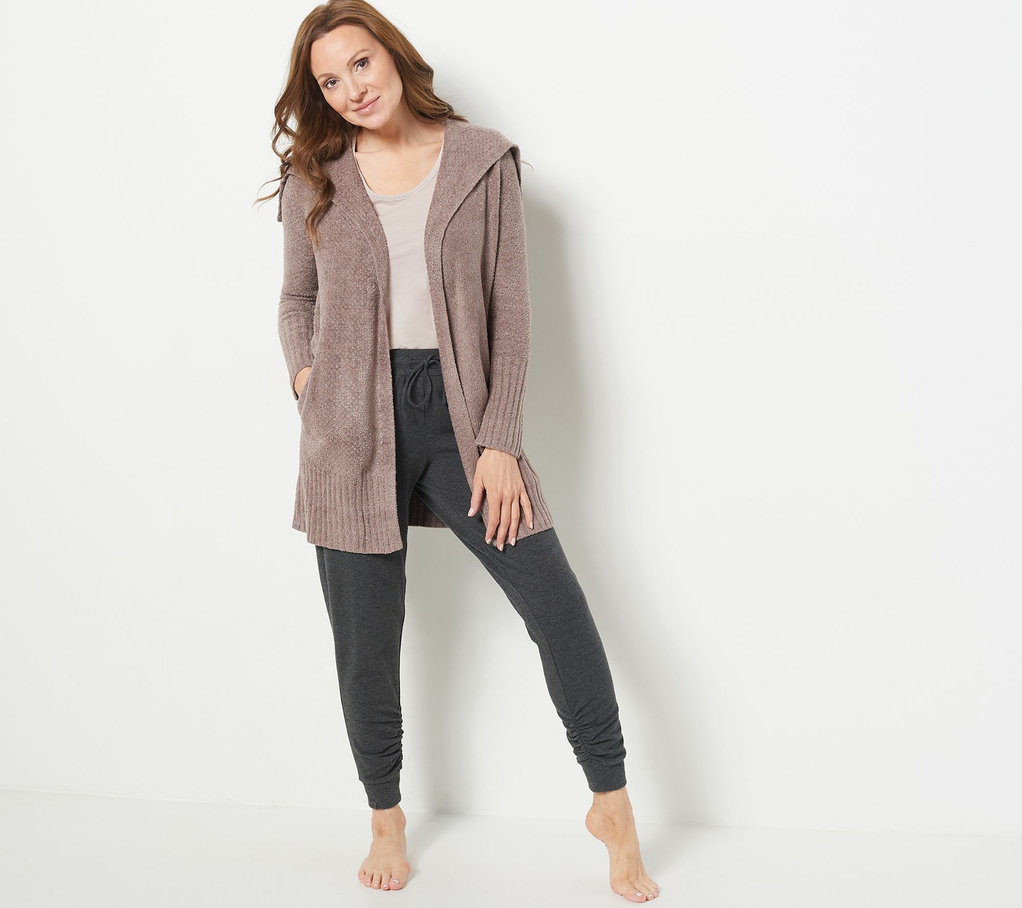 Barefoot Dreams CozyChic Lite Textured Shawl Cardigan - QVC.com