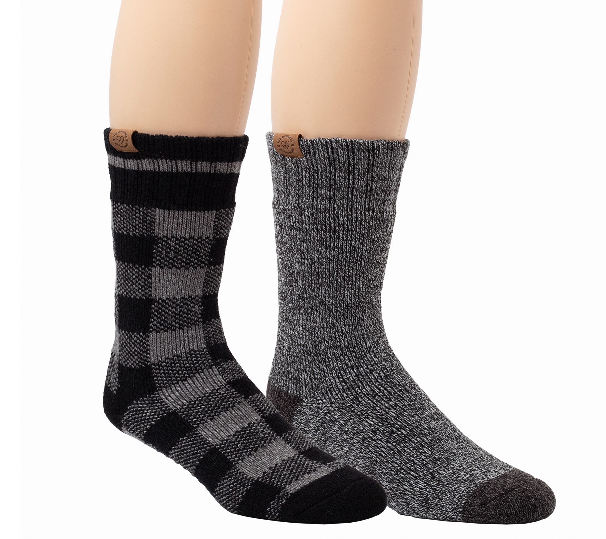 Deerfoams Men's 2Pr Pack Buffalo Plaid Twist Terry Lounge Sock