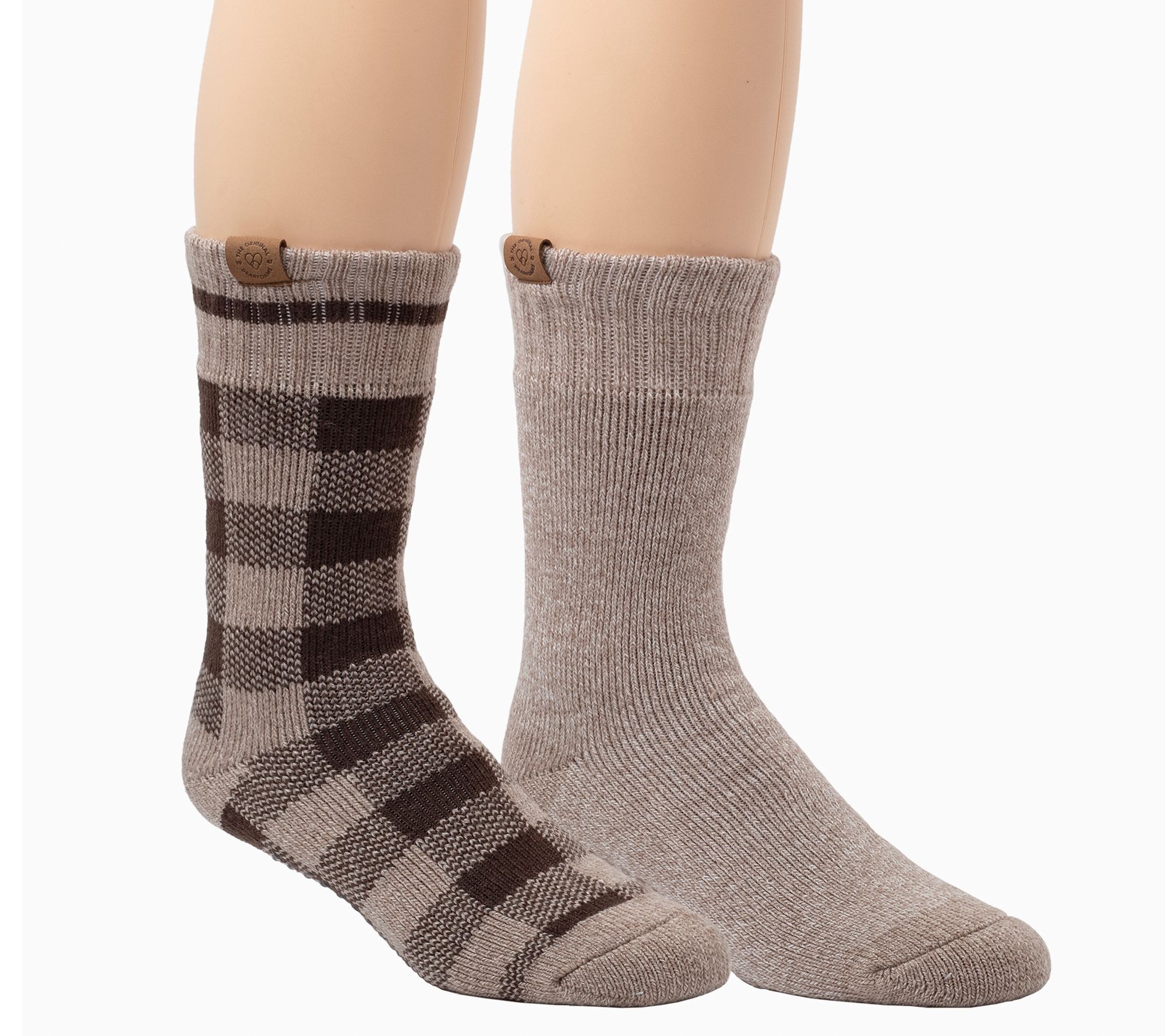 Deerfoams Men's 2Pr Pack Buffalo Plaid Twist Terry Lounge Sock