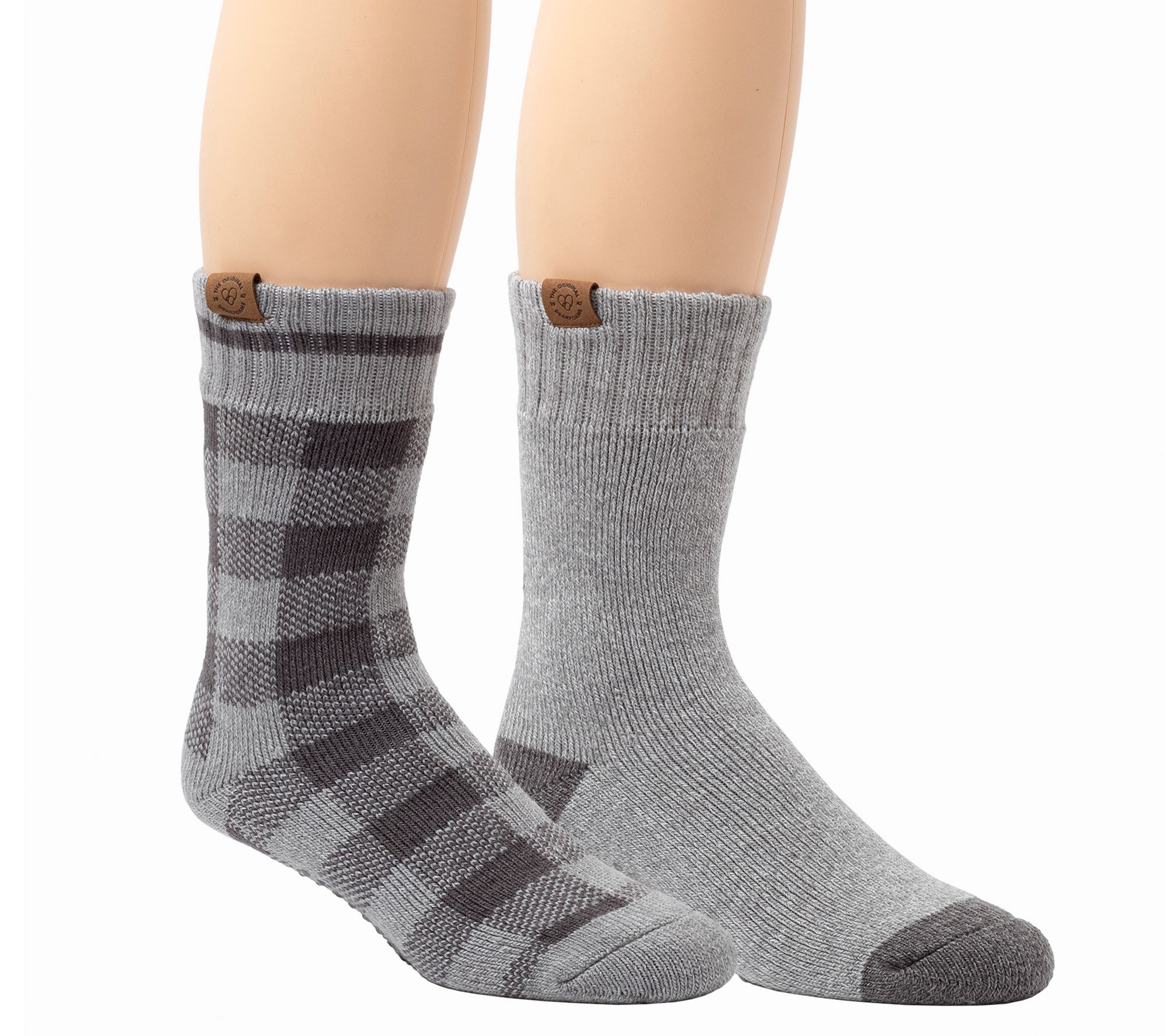 Deerfoams Men's 2Pr Pack Buffalo Plaid Twist Terry Lounge Sock