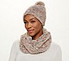 Sprigs Textured Faux Fur Beanie and Scarf Set