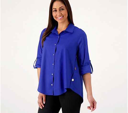 Attitudes by Renee Curved Hem Button Down