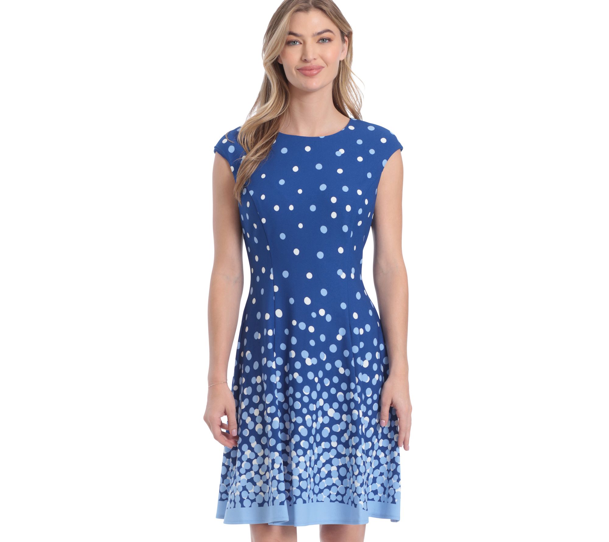 london-times-cap-sleeve-fit-and-flare-dress-qvc