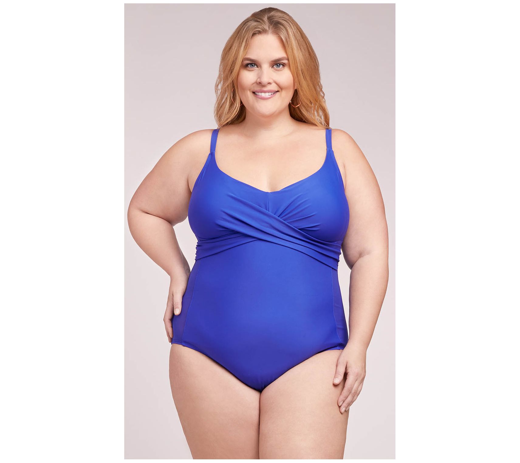 LYSA-Love Your Size Always One-Piece with Mesh-Blue - QVC.com