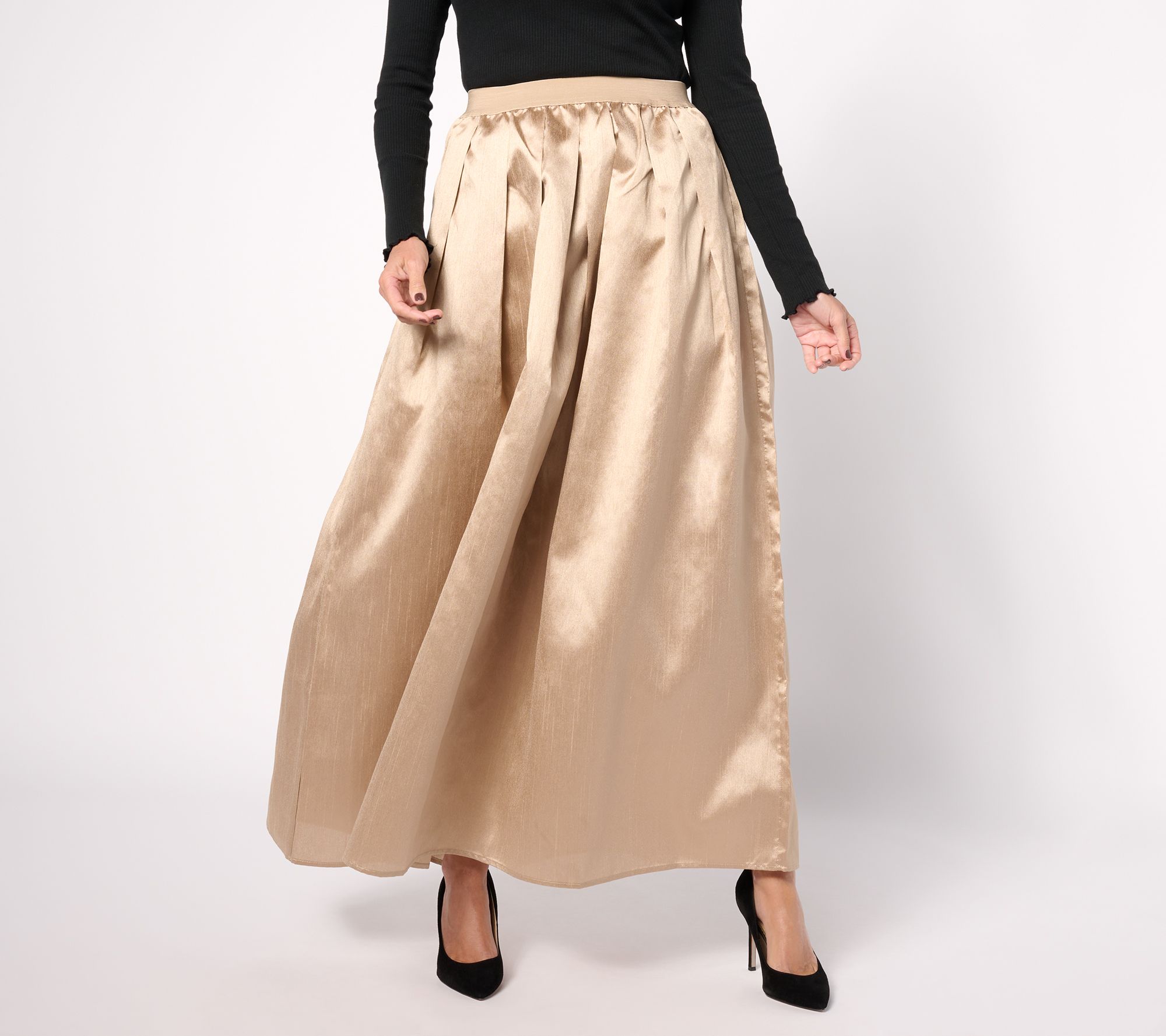 Gold pleated skirt clearance qvc