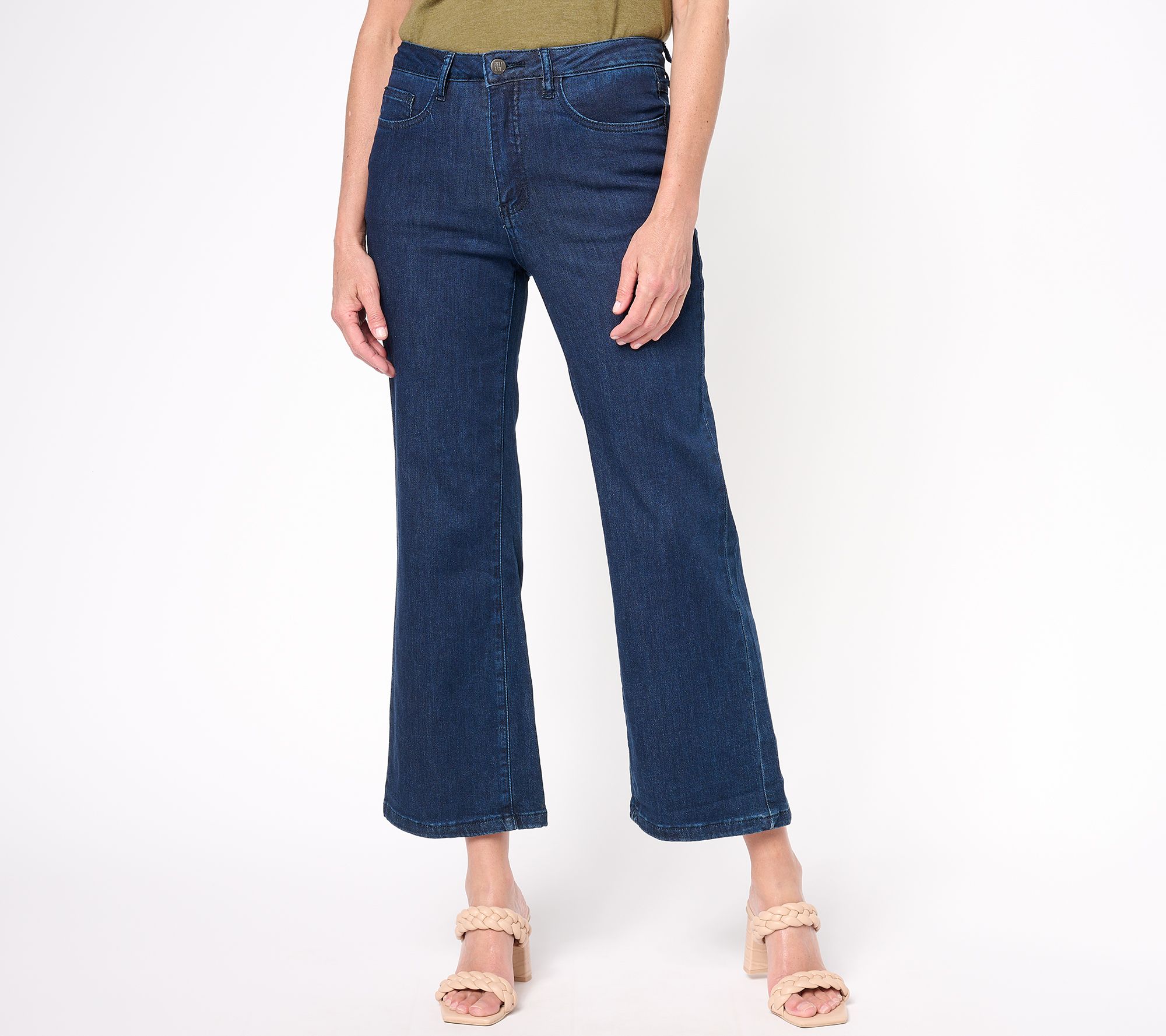 "As Is" Women with Control Petite Wonder Denim Wide Leg Crop Jeans