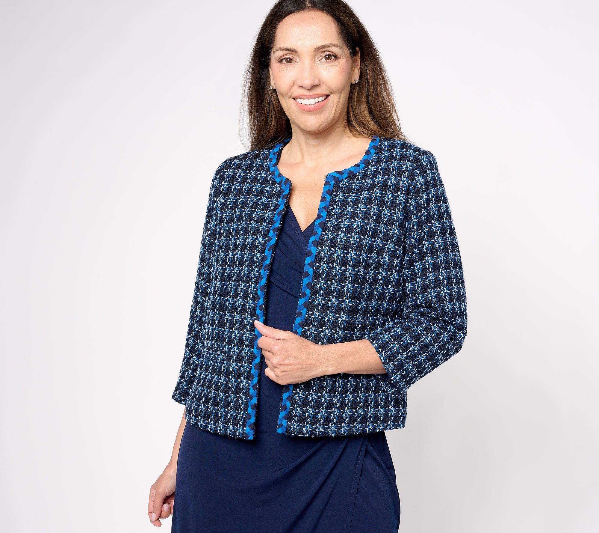 "As Is" Isaac Mizrahi Live! Tweed Bracelet Sleeve Jacket