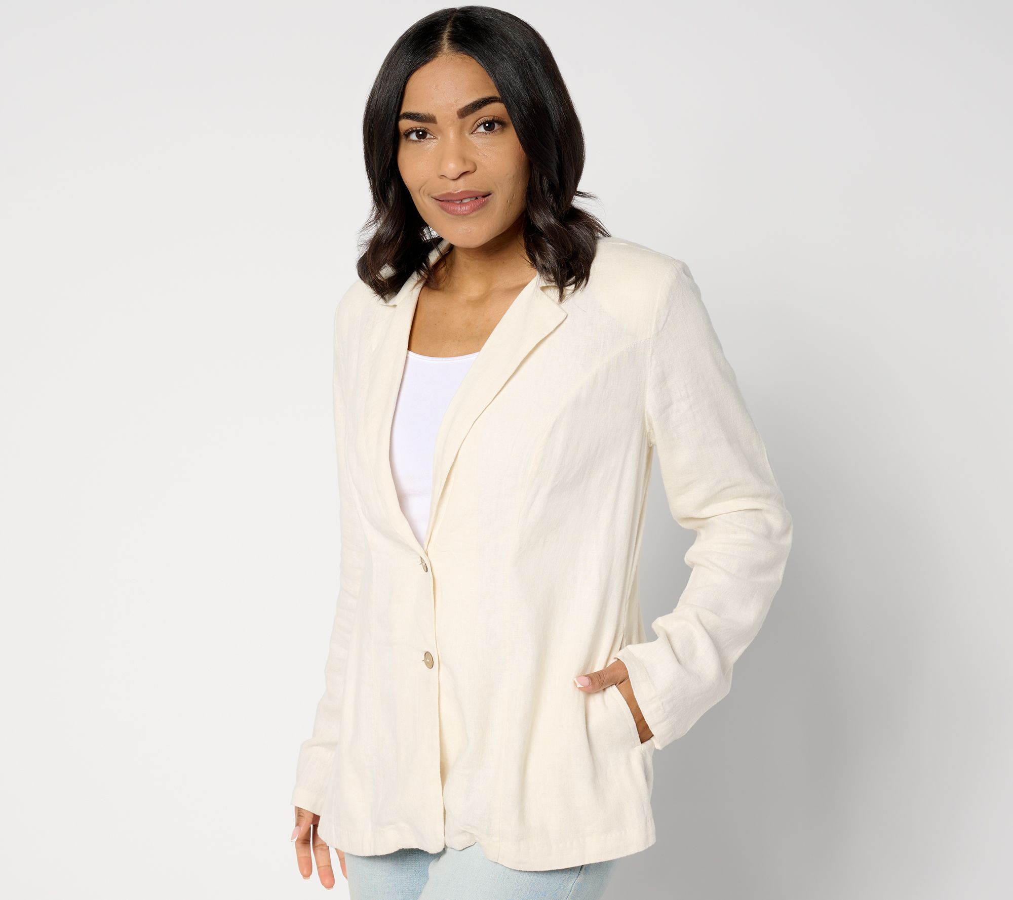 Denim & Co. Naturals Linen Blend Blazer