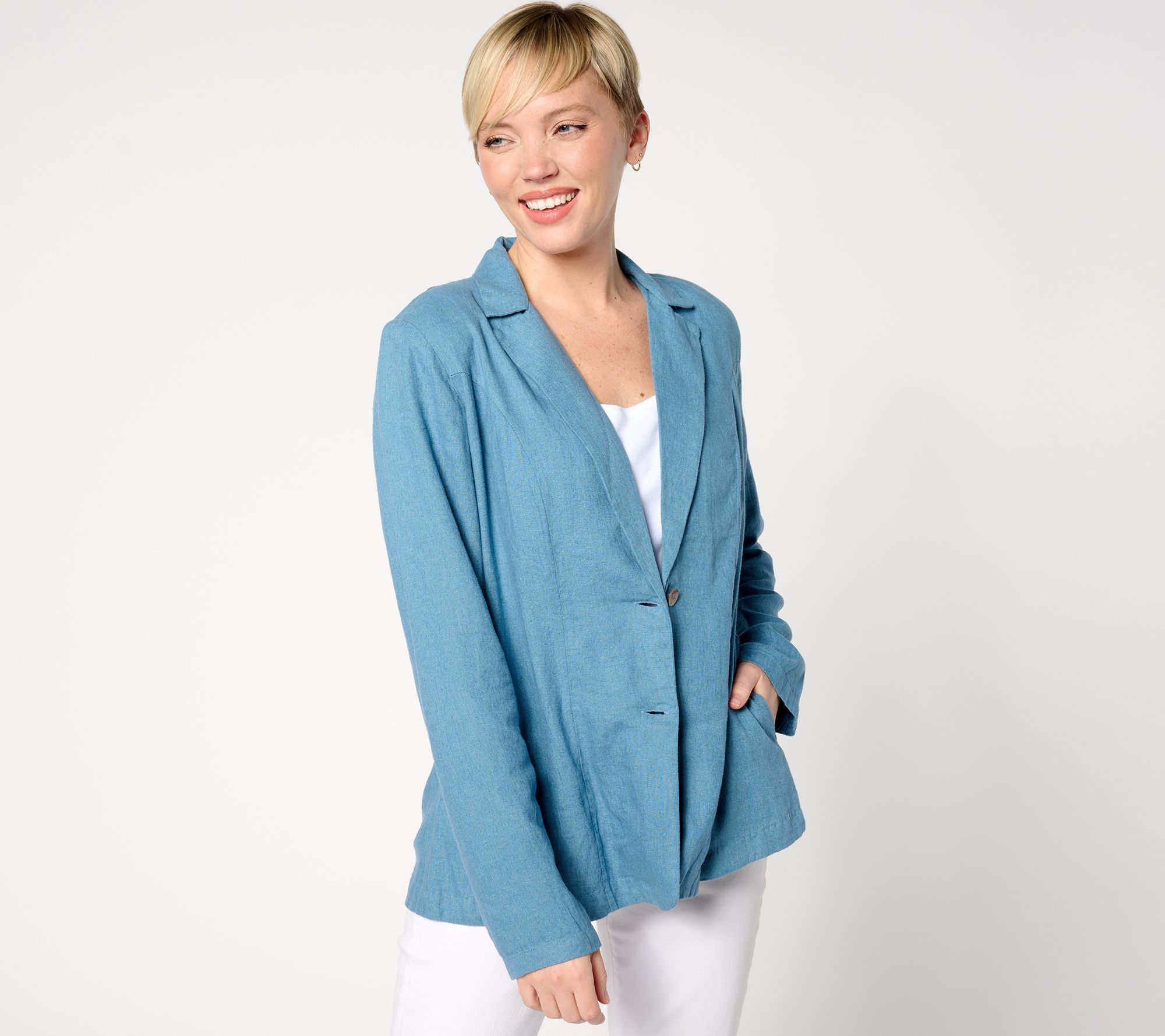 Denim & Co. Naturals Linen Blend Blazer