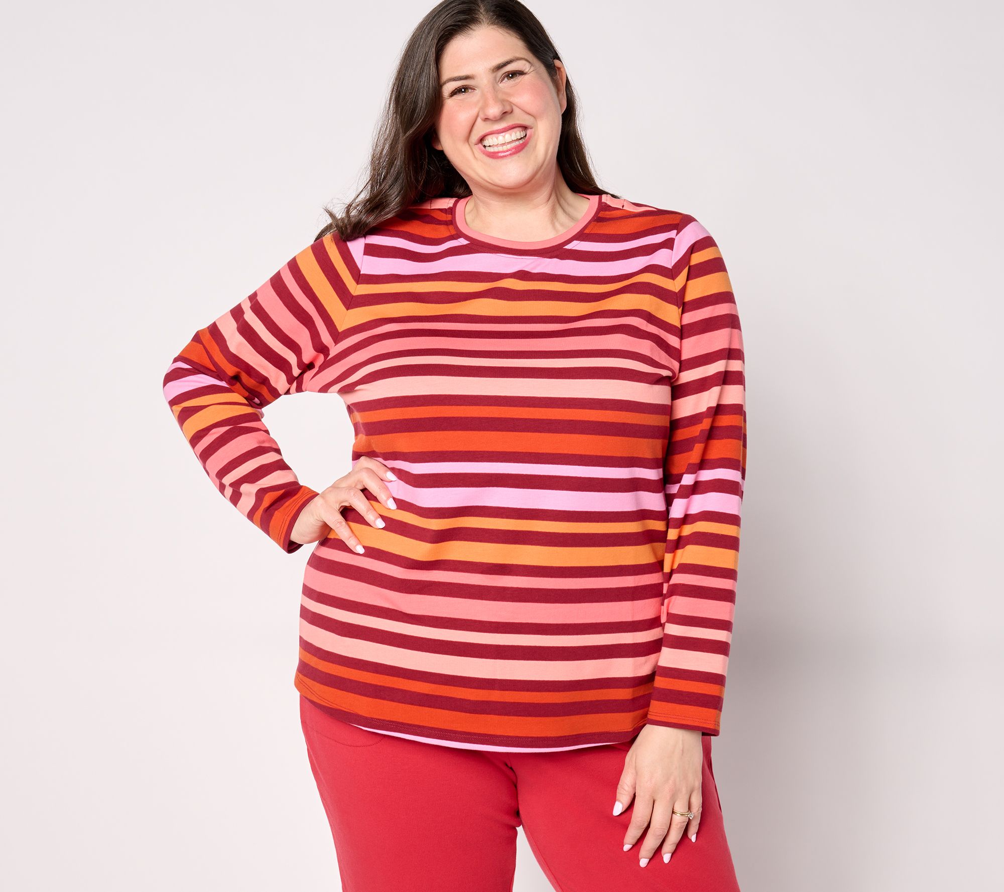 Sport Savvy Bold Stripe French Terry Long Sleeve Top
