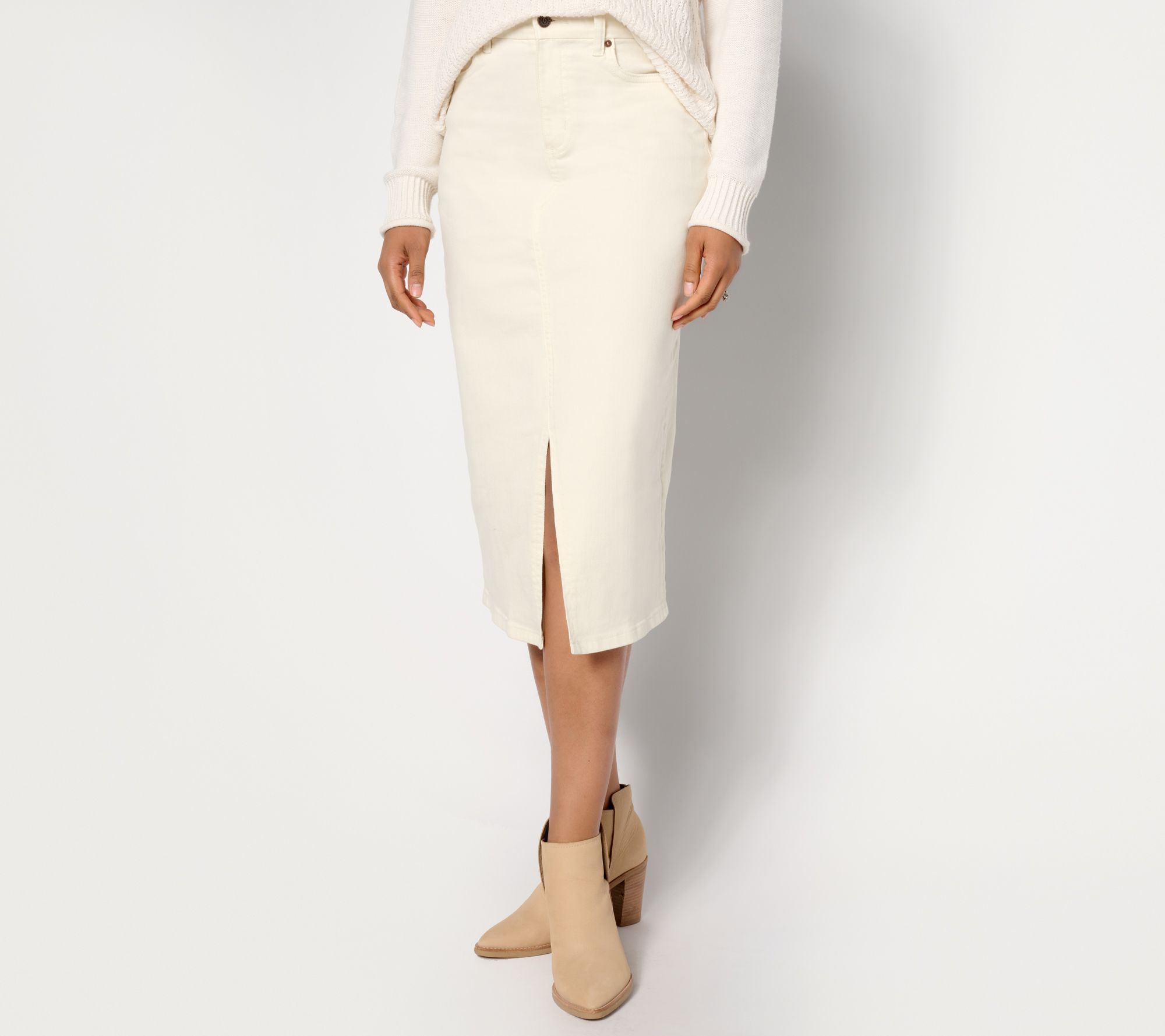 "As Is" Denim & Co. Canyon Retreat Regular Heartland Denim Midi Skirt