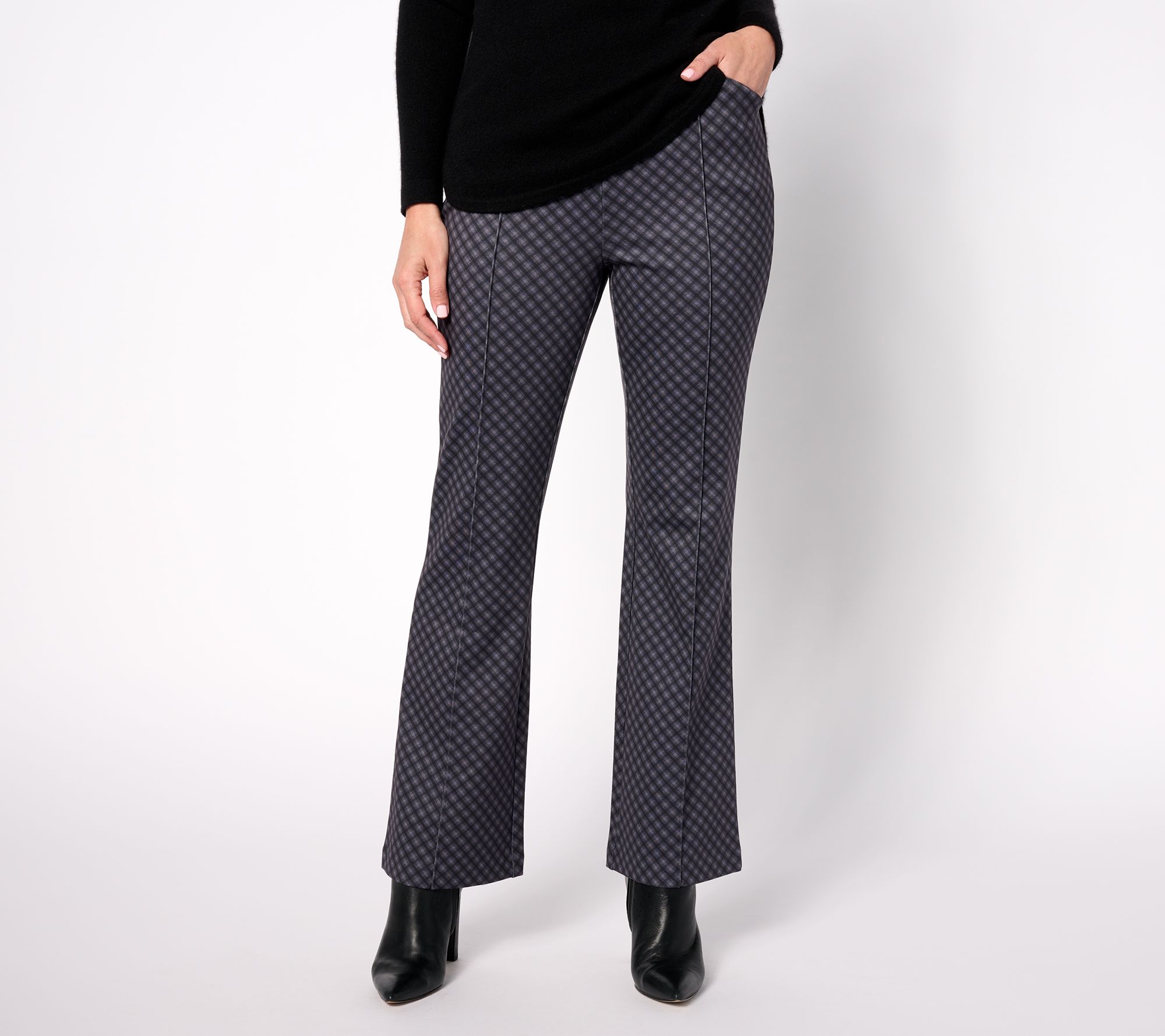"As Is" Isaac Mizrahi Live! Petite Printed Ponte Baby Bootcut Pants