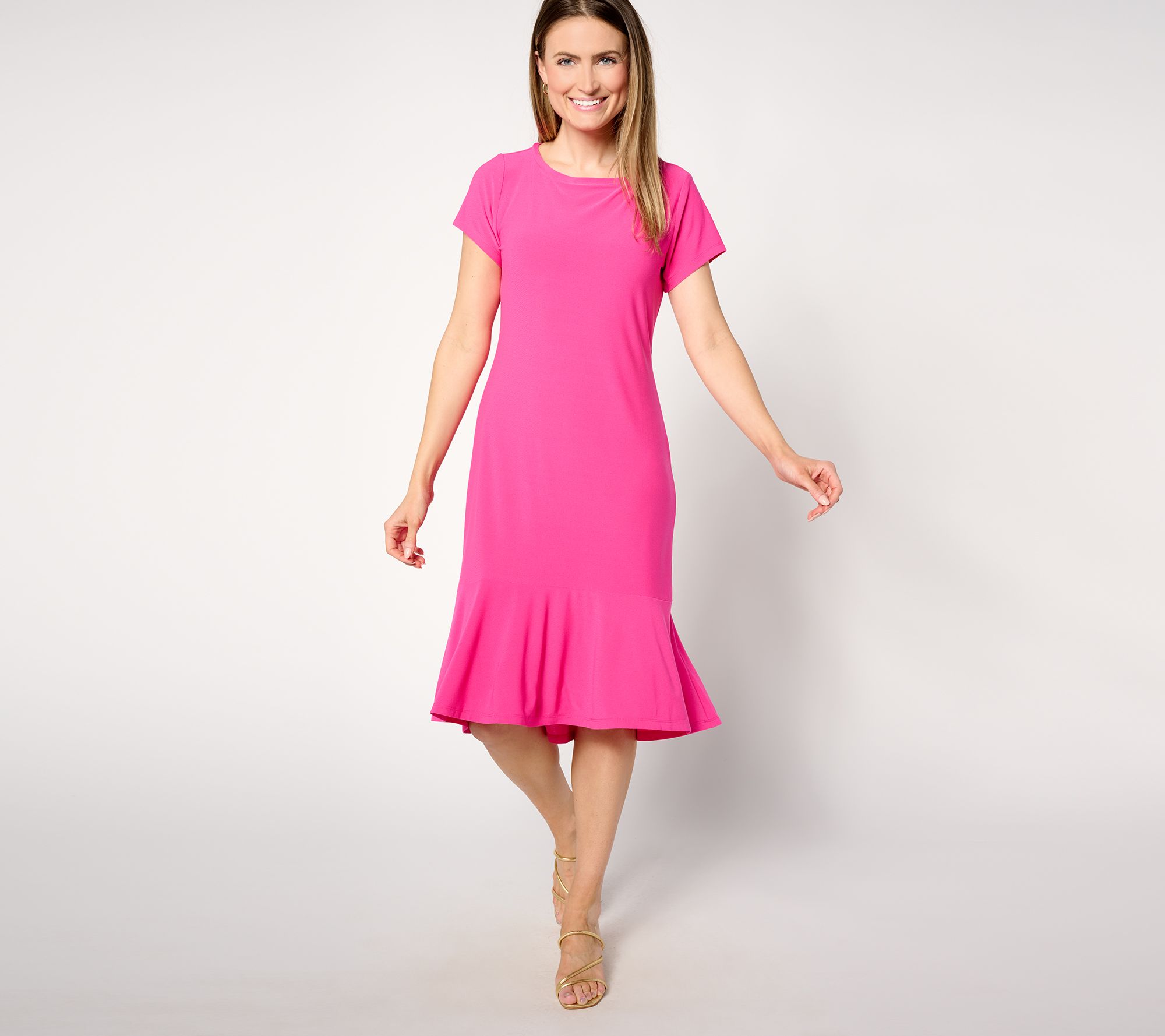 "As Is" Dennis Basso Caviar Knit Dress with Flounce