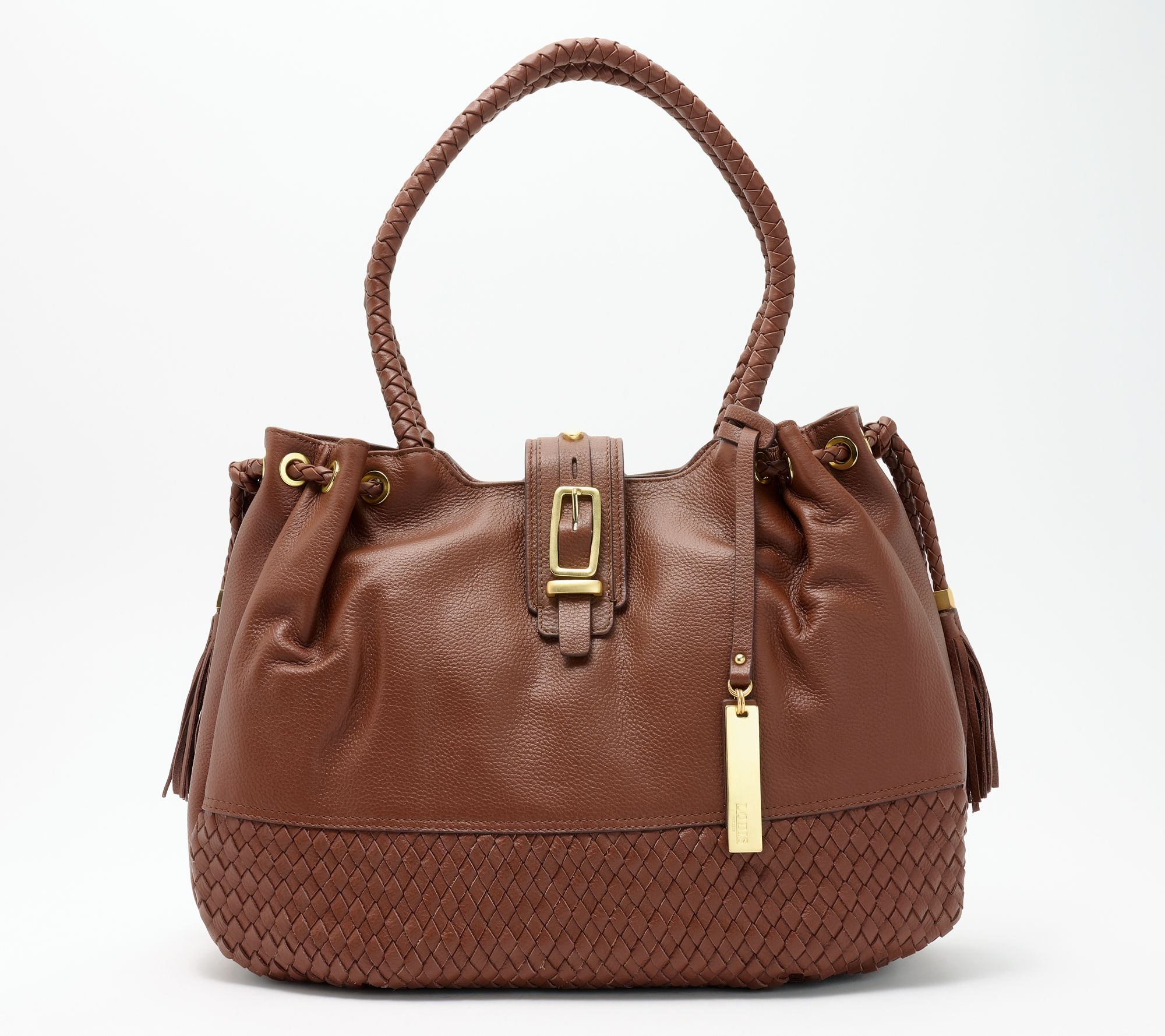 As Is LODIS Woven Leather Cinch Amal Tote