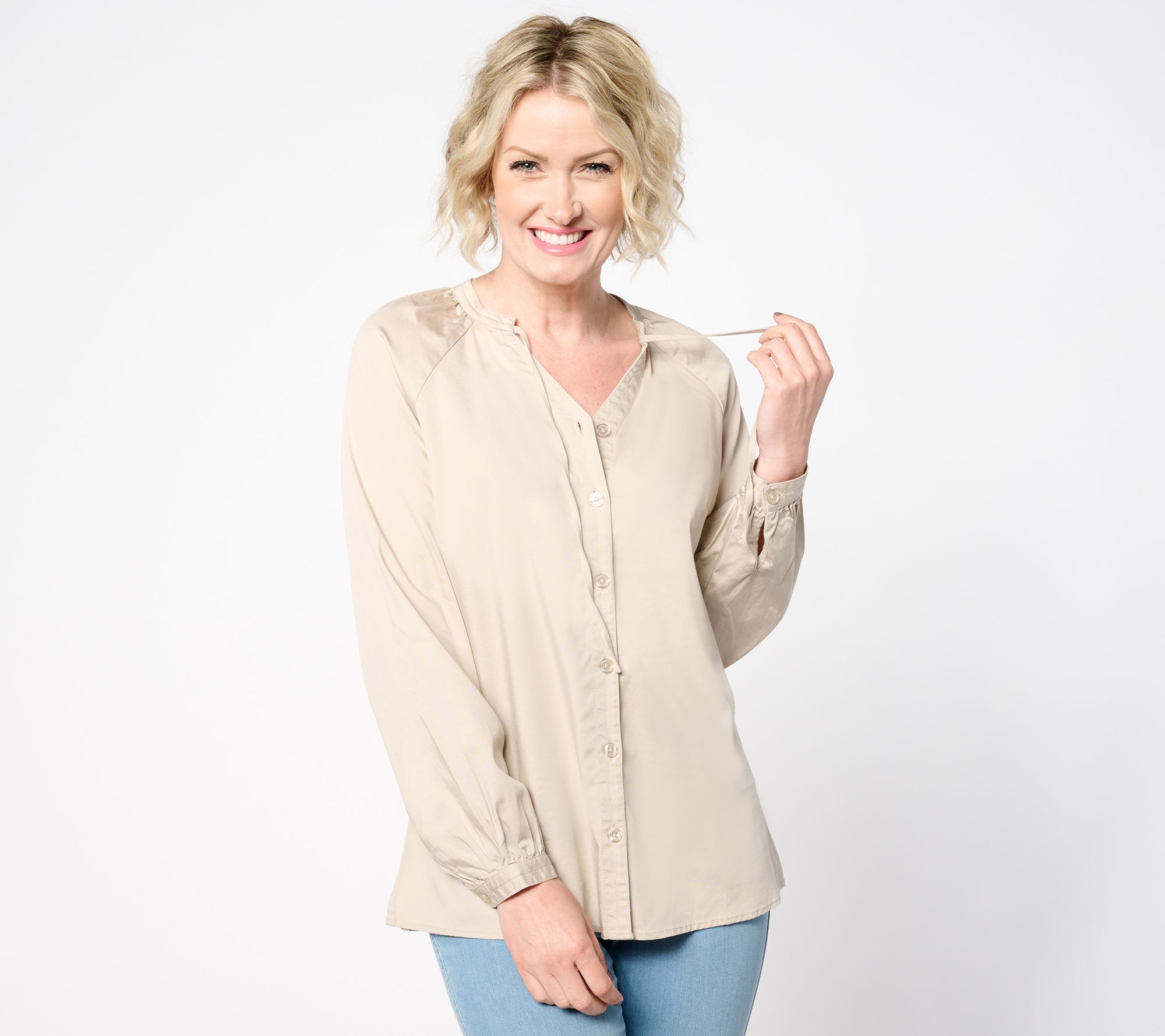 "As Is" Belle by Kim Gravel Belle Tencel Blouson Sleeve Blouse