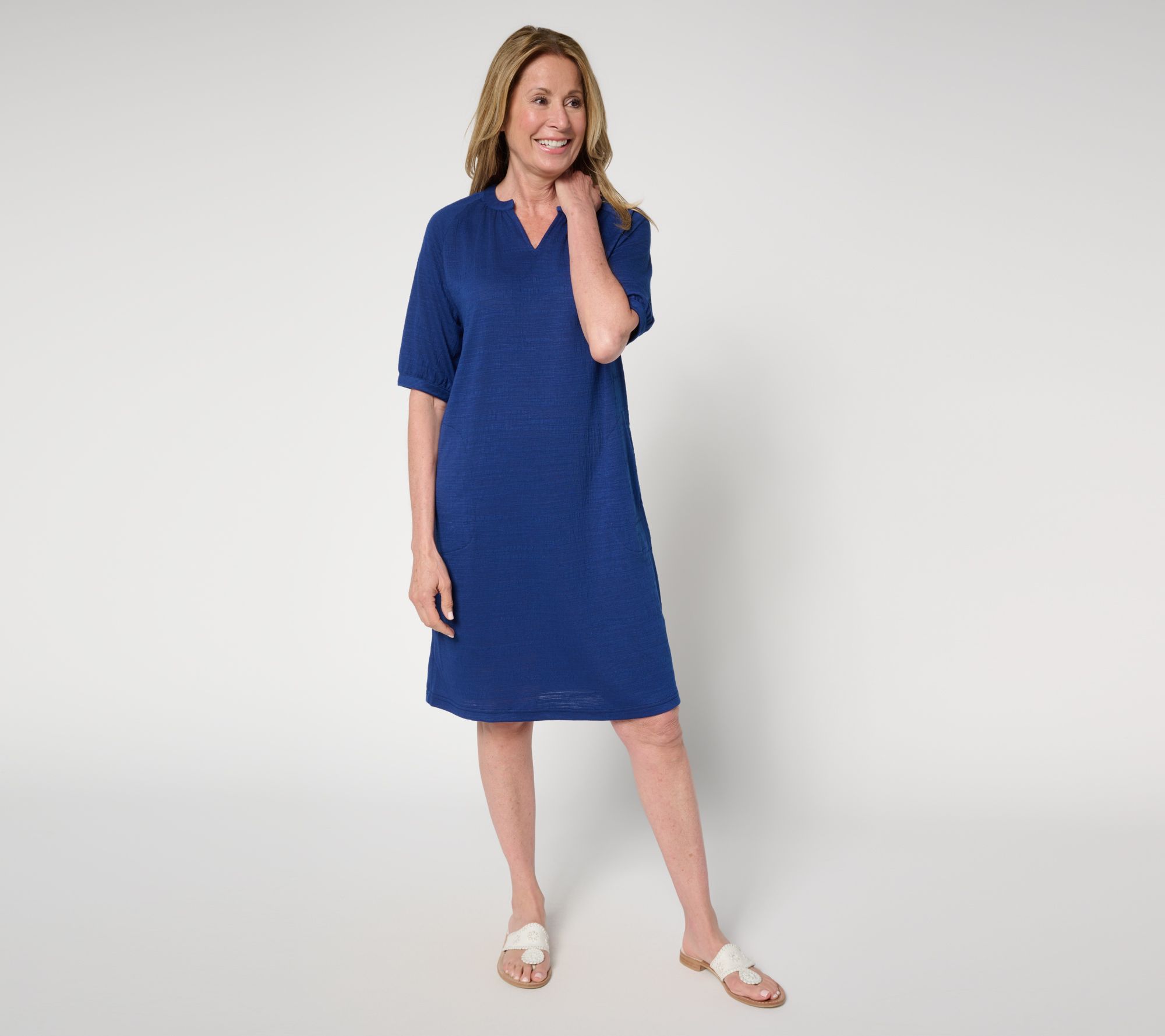 Stan Herman Crepe Knit Elbow Sleeve Halftan
