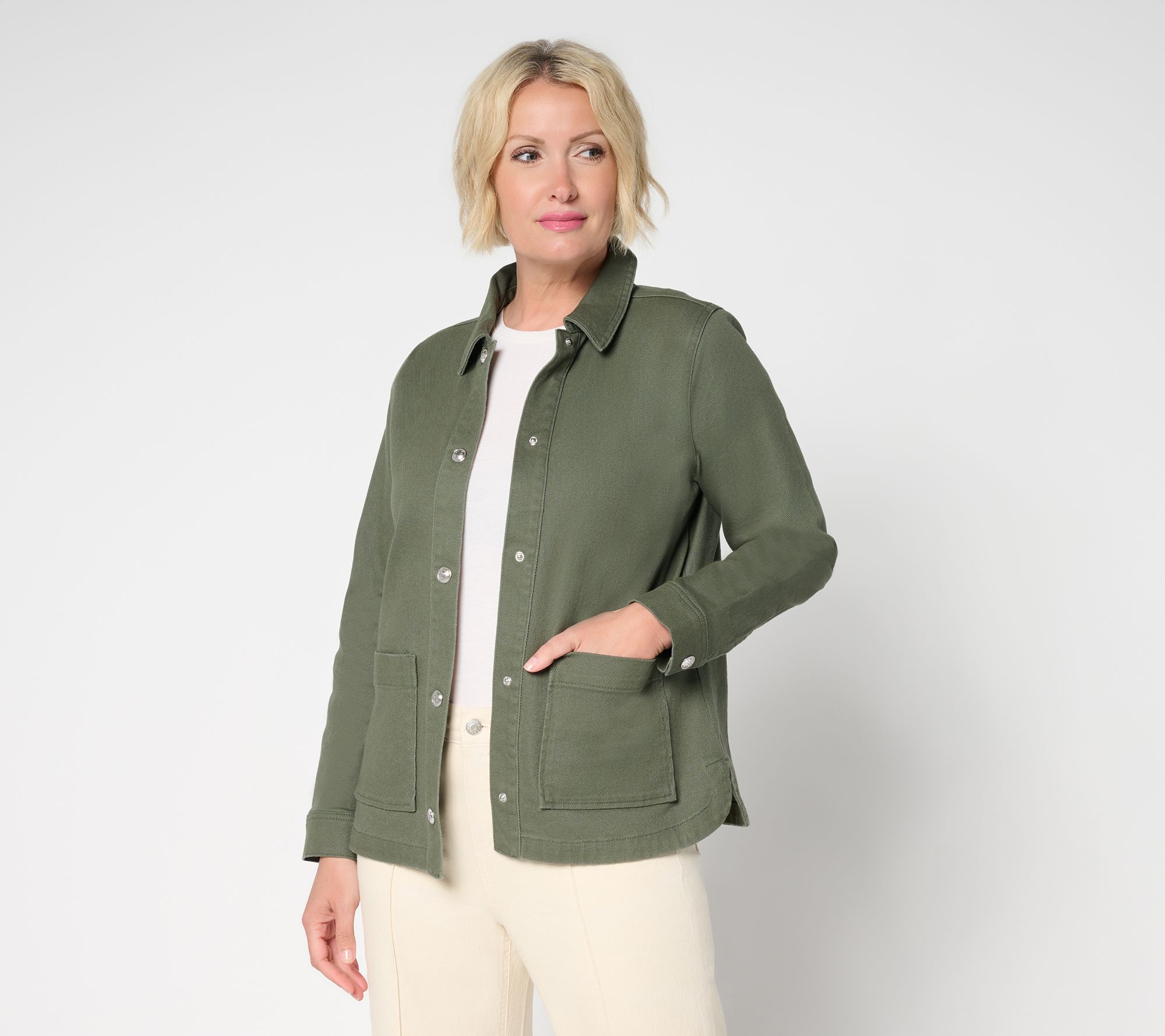 Denim & Co. Twill Snap Front Jacket with Pockets