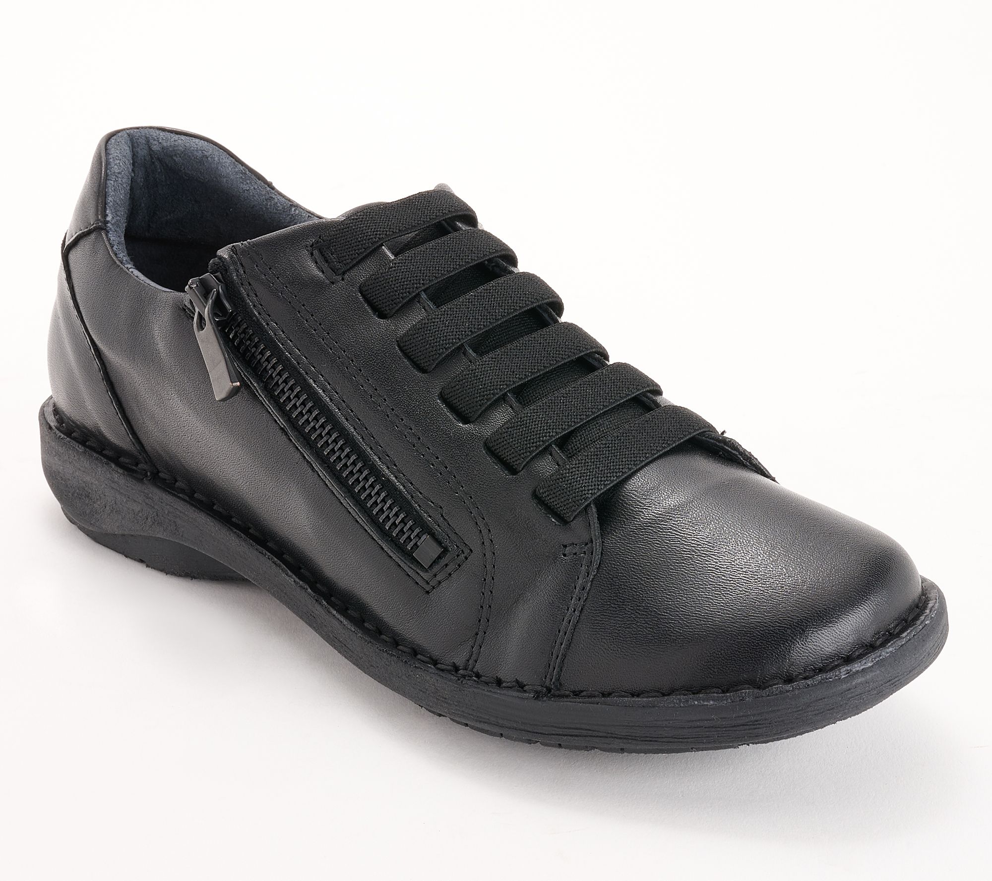 "As Is" Miz Mooz Leather Side-Zip Casual Sneakers- Paxten