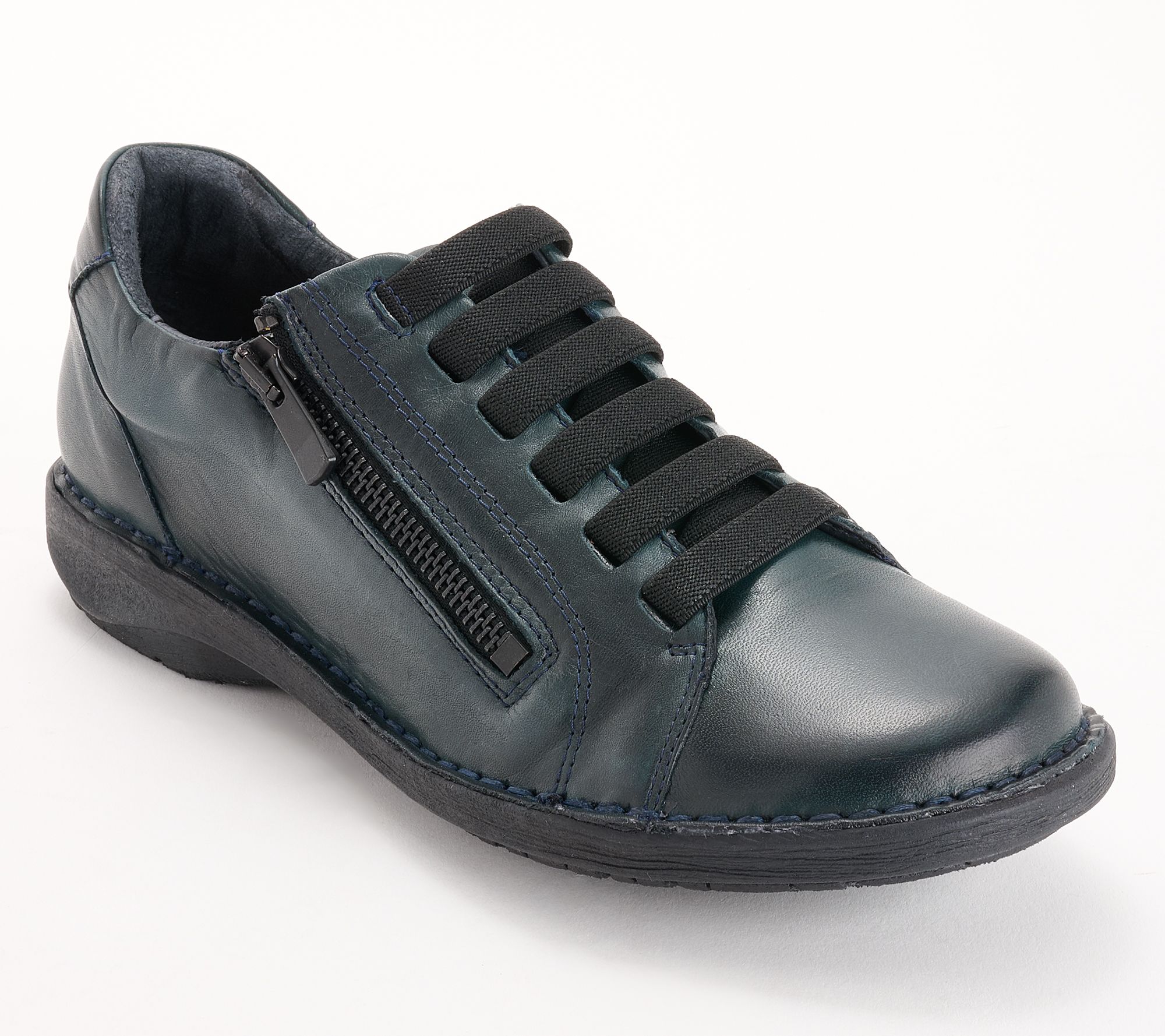 "As Is" Miz Mooz Leather Side-Zip Casual Sneakers- Paxten