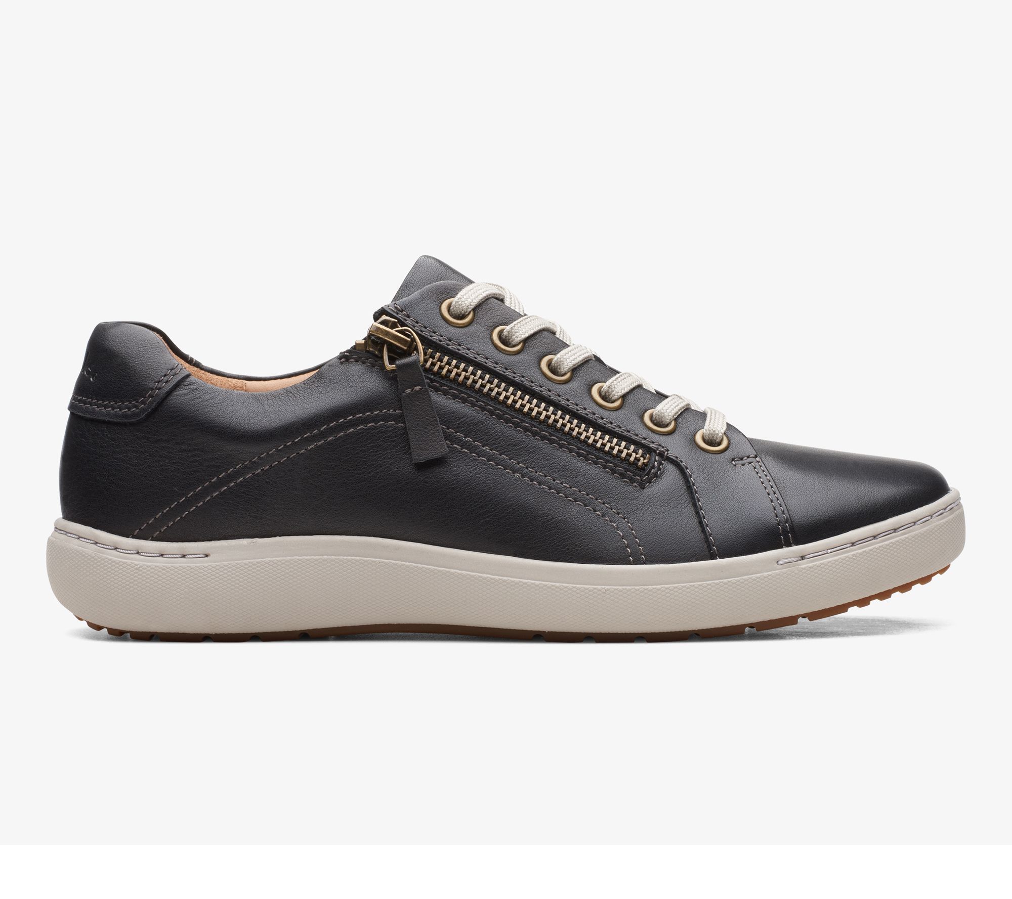 Clarks Leather Side Zip Sneaker- Nalle Lace