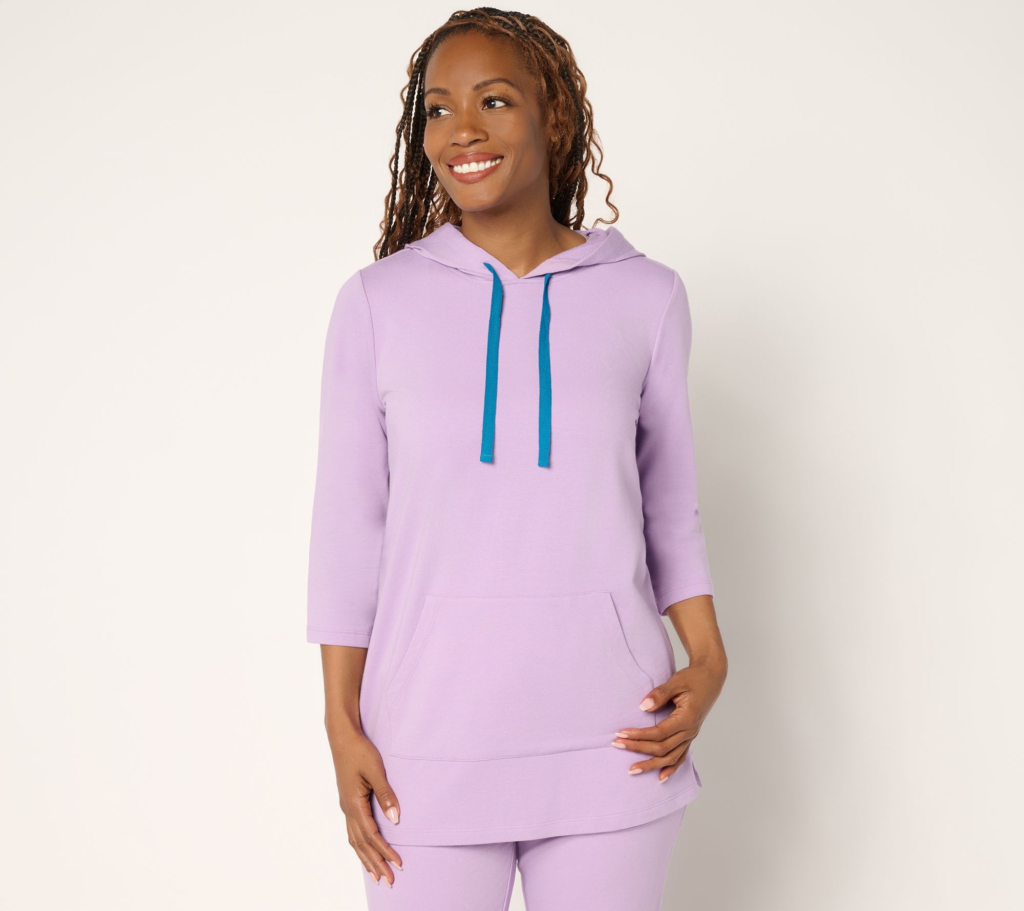 Denim & Co. Active Regular French Terry Tunic Pullover w/ Whip Stitch