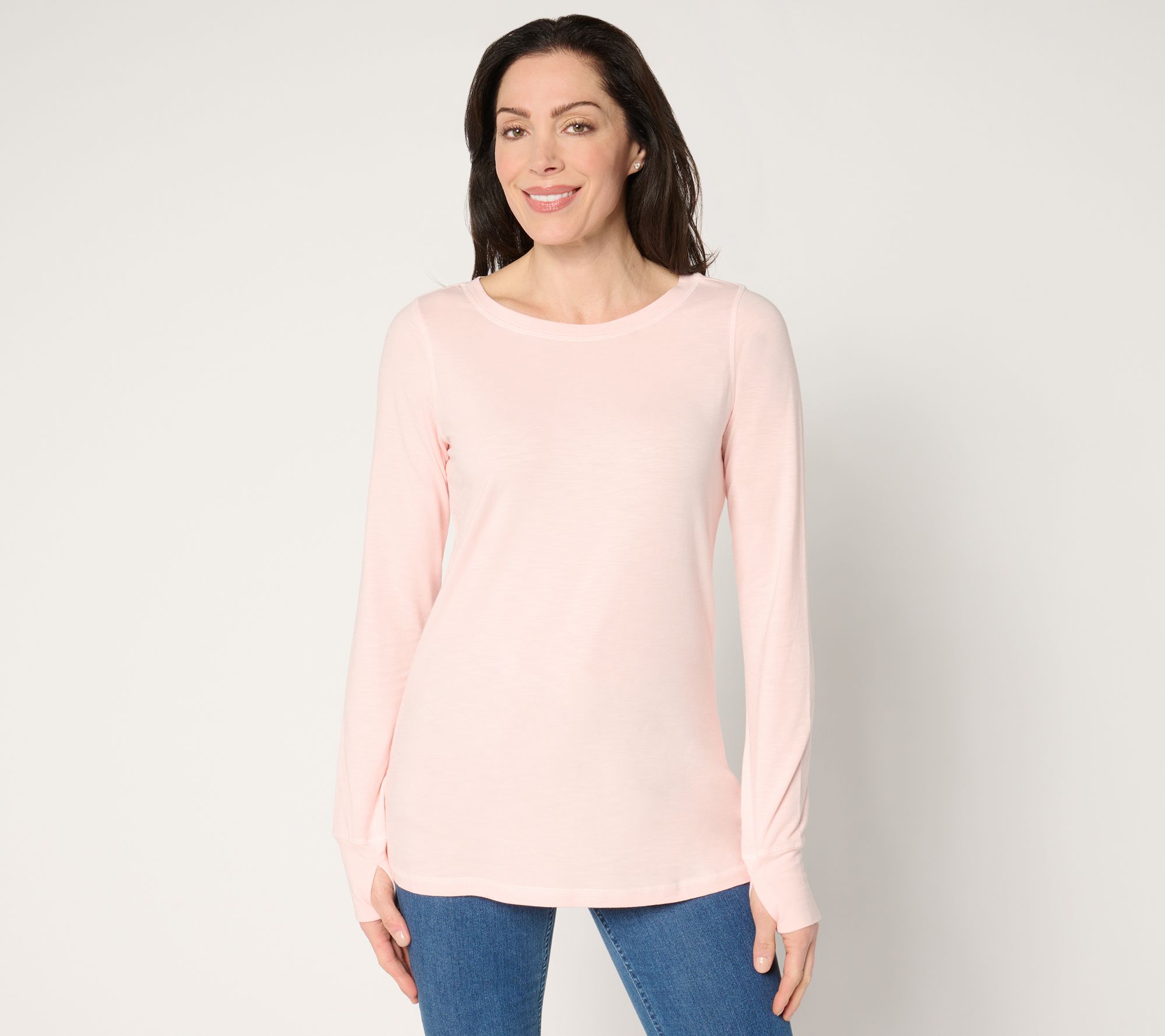 "As Is" Belle by Kim Gravel Slub Knit Bateau Neck Long Sleeve Top