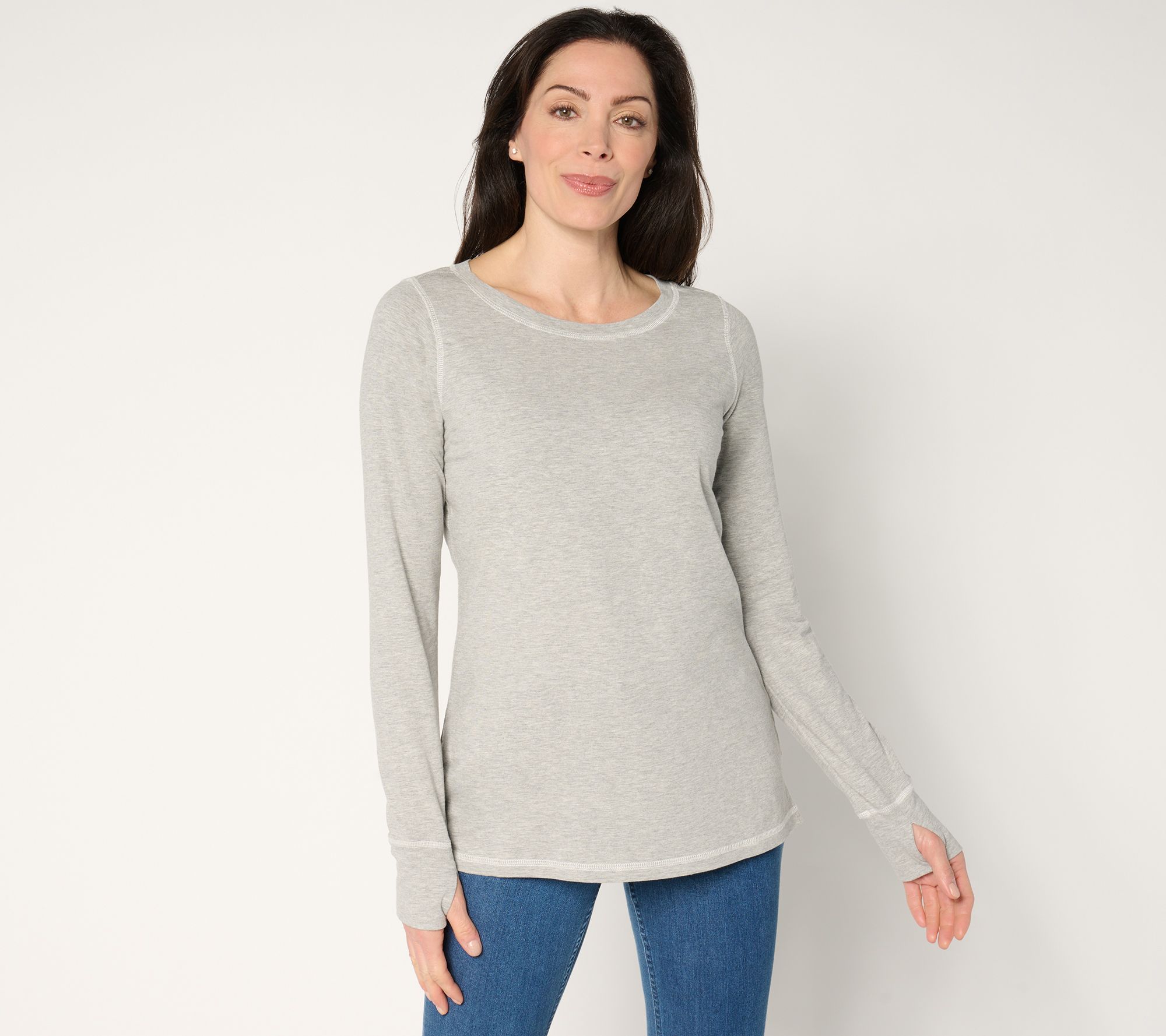 "As Is" Belle by Kim Gravel Slub Knit Bateau Neck Long Sleeve Top