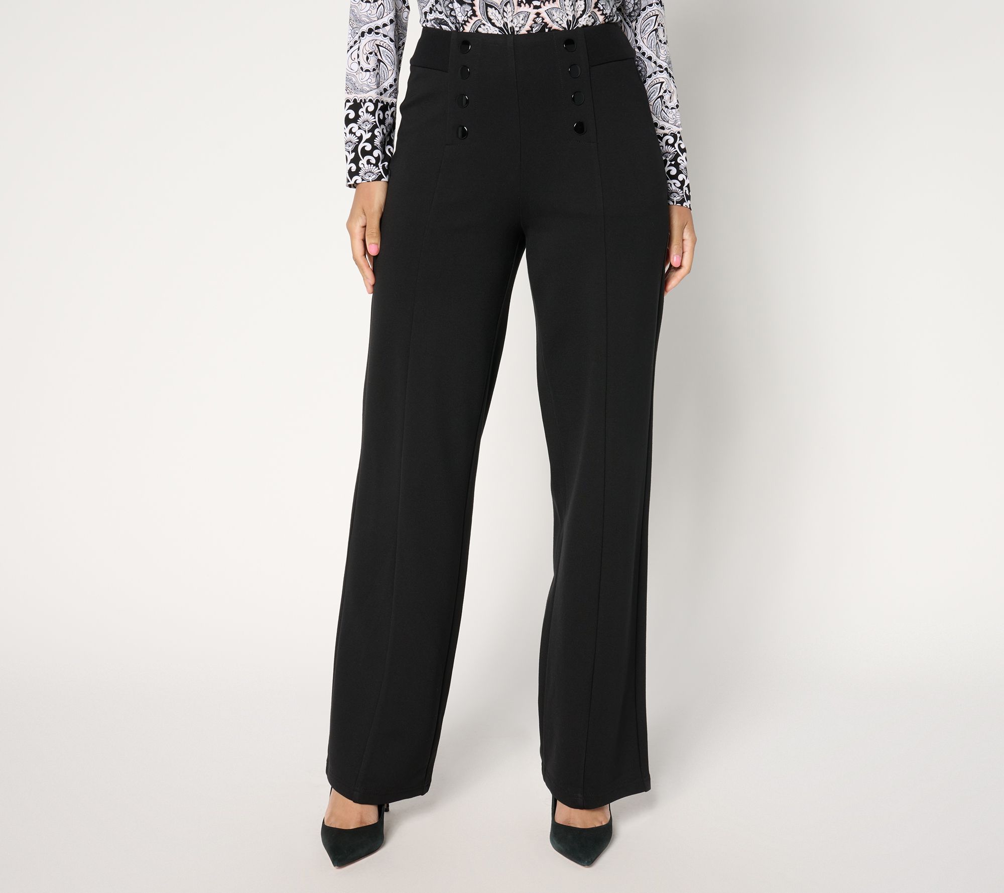 "As Is" Belle by Kim Gravel Regular Resort Ready Ponte Wide Leg Pant