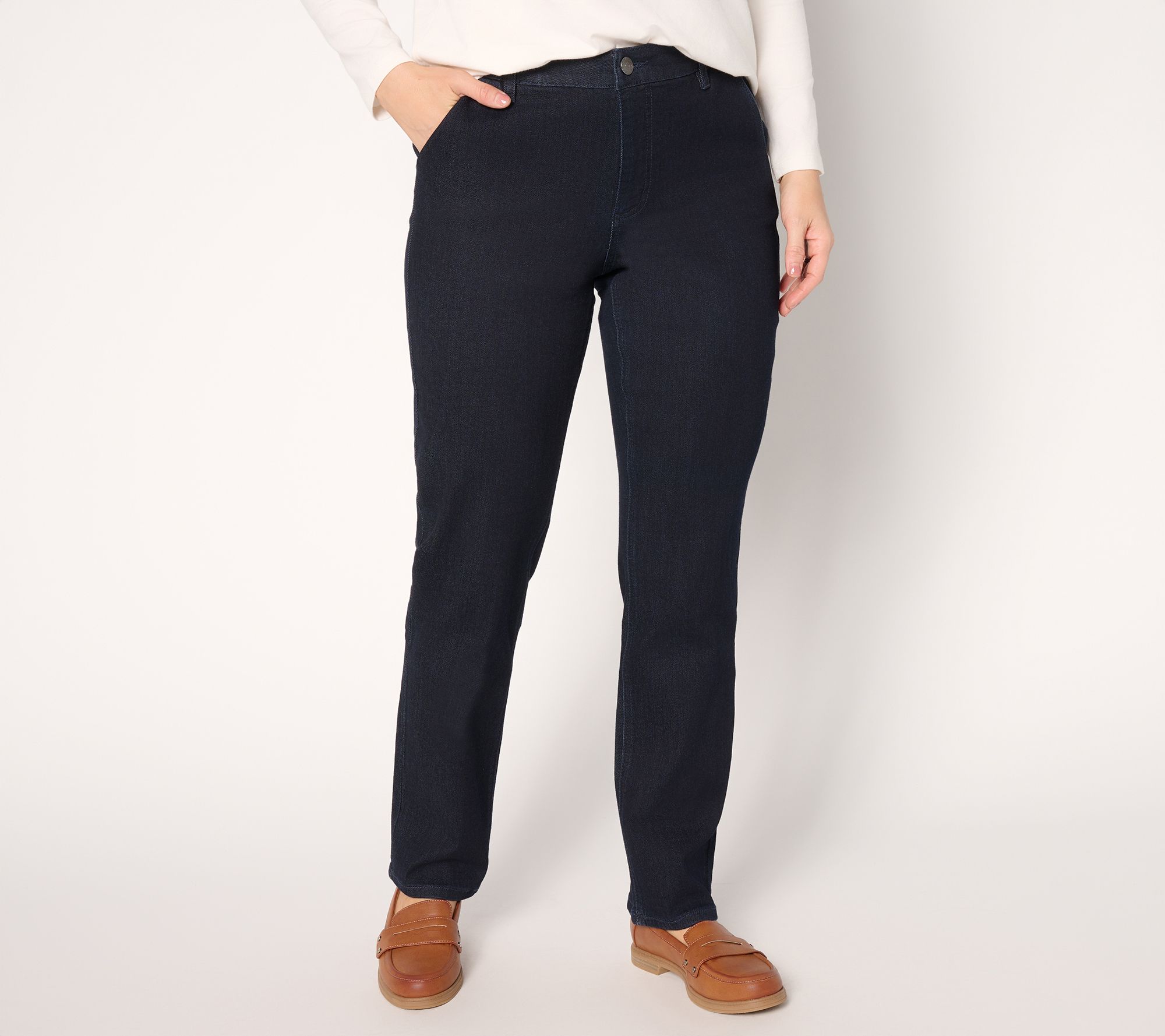 Susan Graver Petite Warm Touch Straight Leg Jean