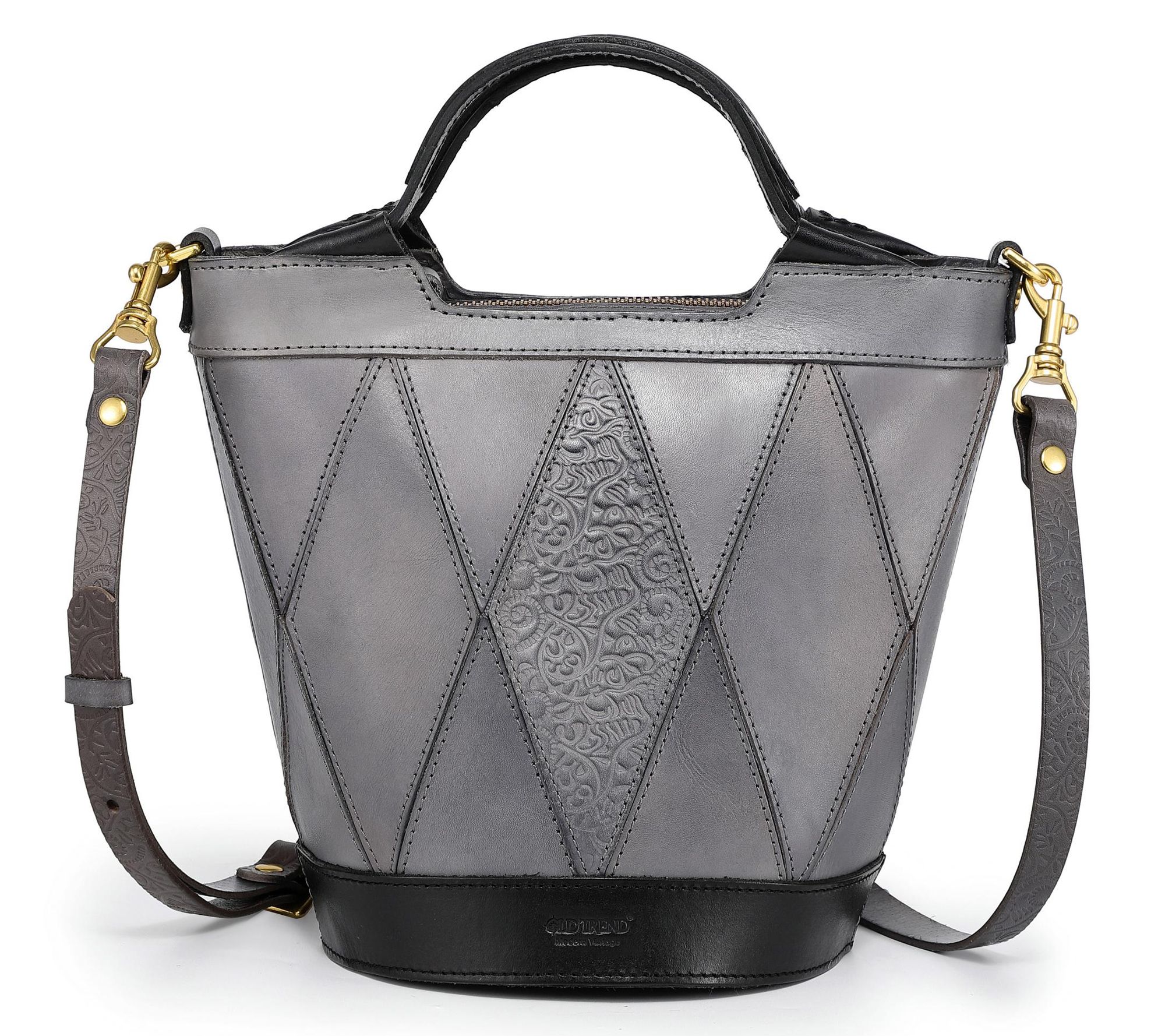 Old Trend Primrose Bucket Leather Top Handle Tote w/ Crossbody