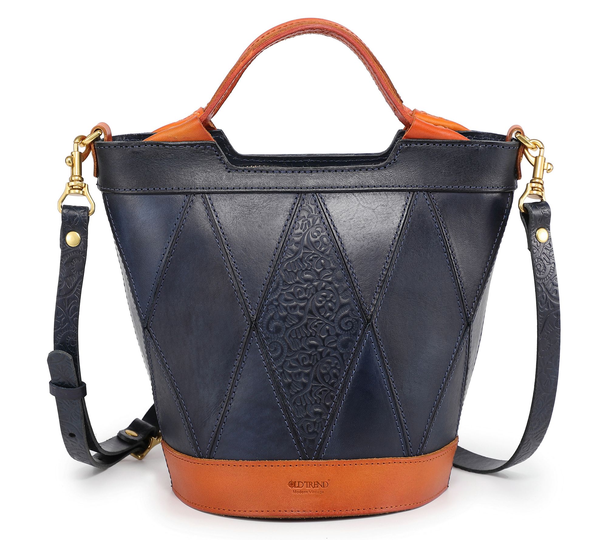 Old Trend Primrose Bucket Leather Top Handle Tote w/ Crossbody